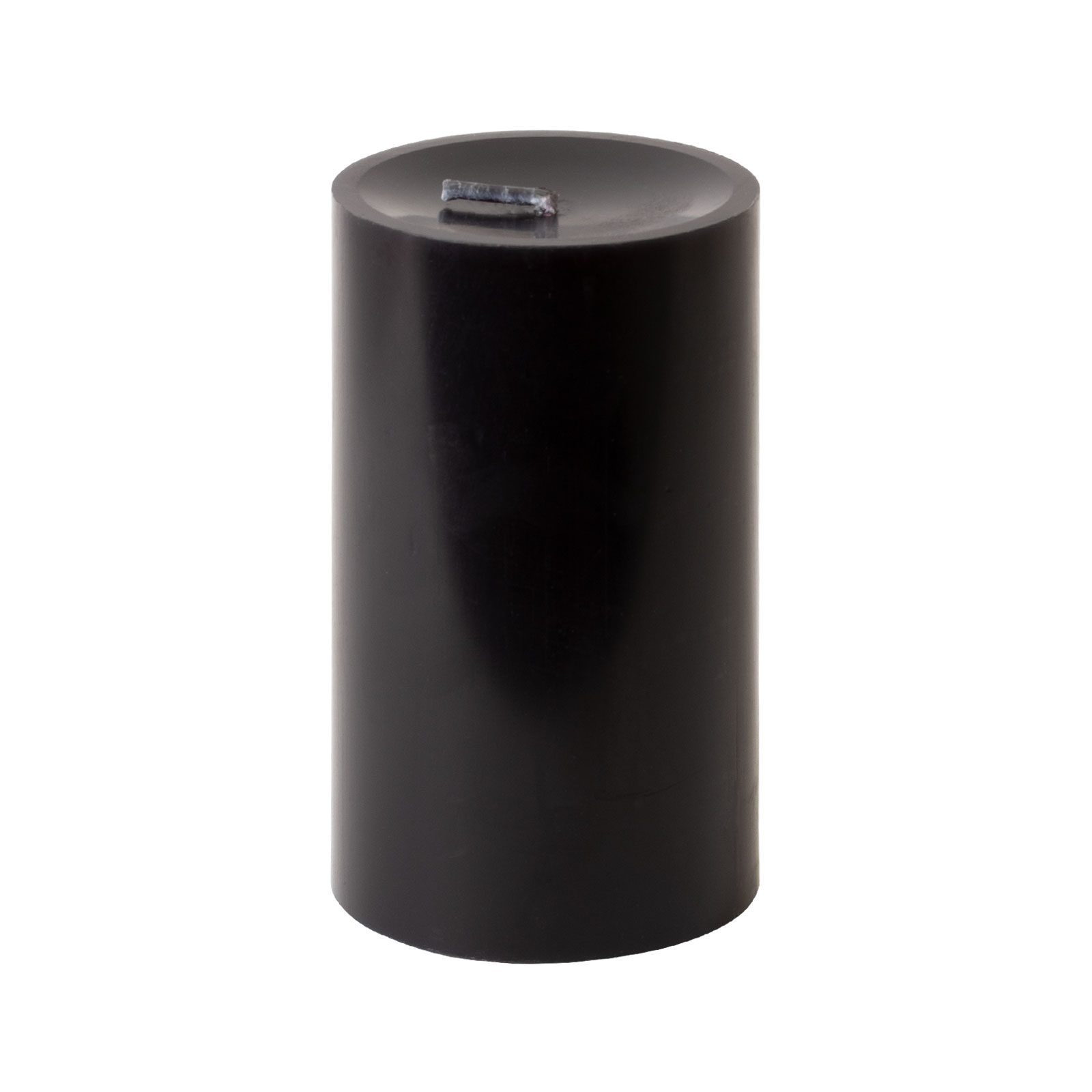 Die Stumpenkerze 8x15cm schwarz von Engels Kerzen hat eine nachtschwarze Farbe.