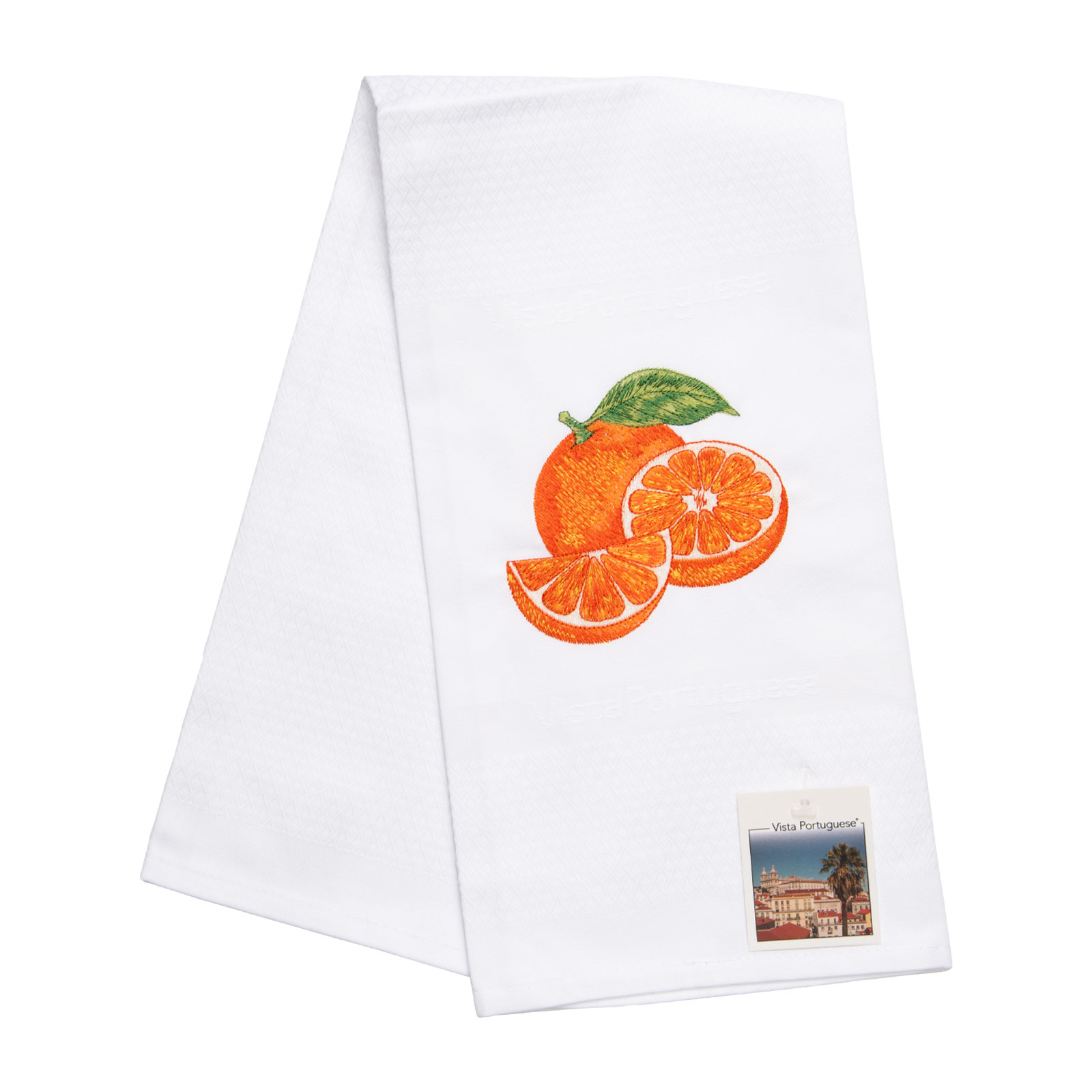 Ansicht des gefalteten Geschirrtuch Orange 50x70cm von Vista Portuguese.