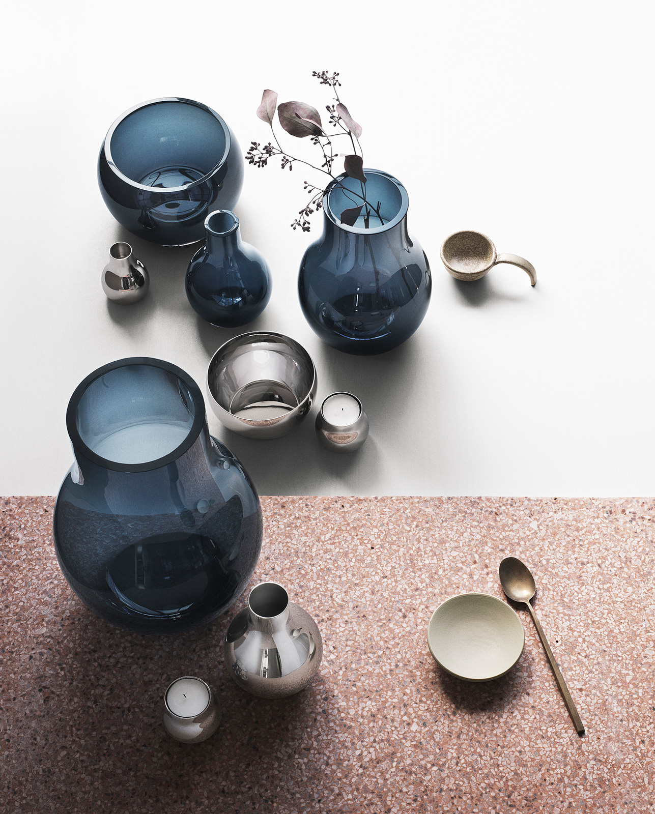 Georg Jensen Cafu Vase klein 21,6cm blau Glas