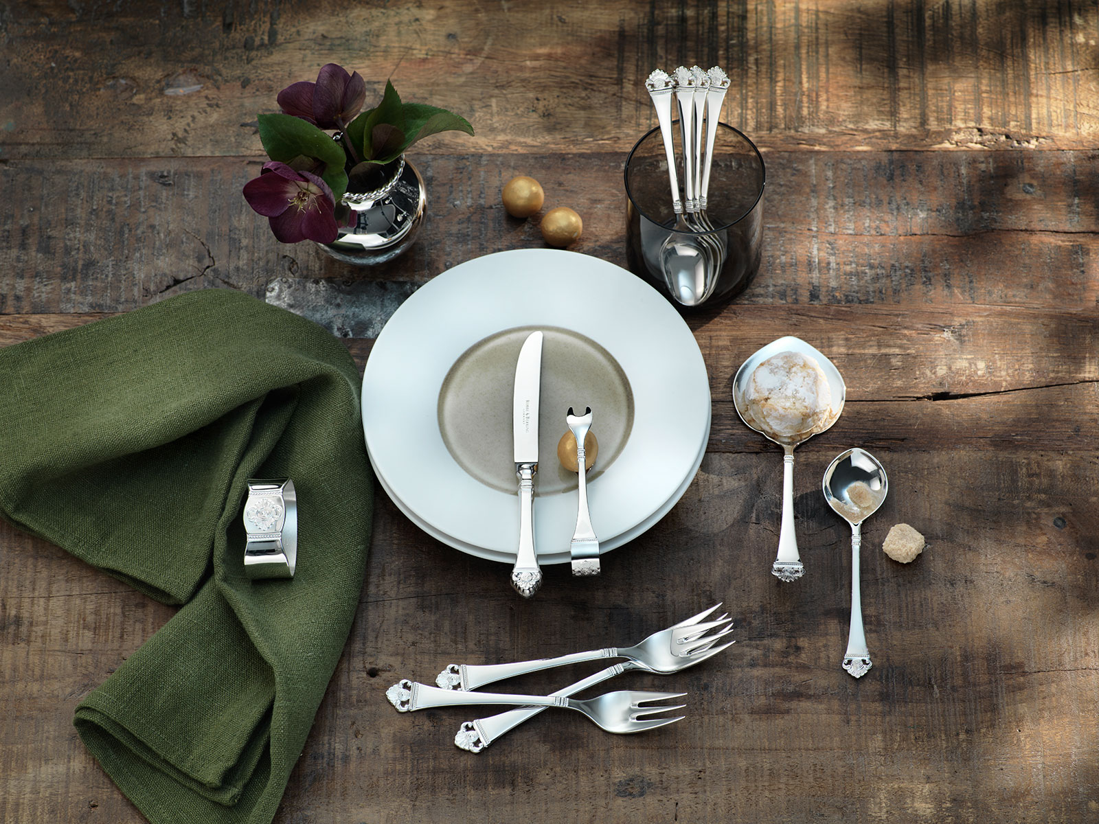 Robbe & Berking Rosenmuster Serviettenring 925Silber