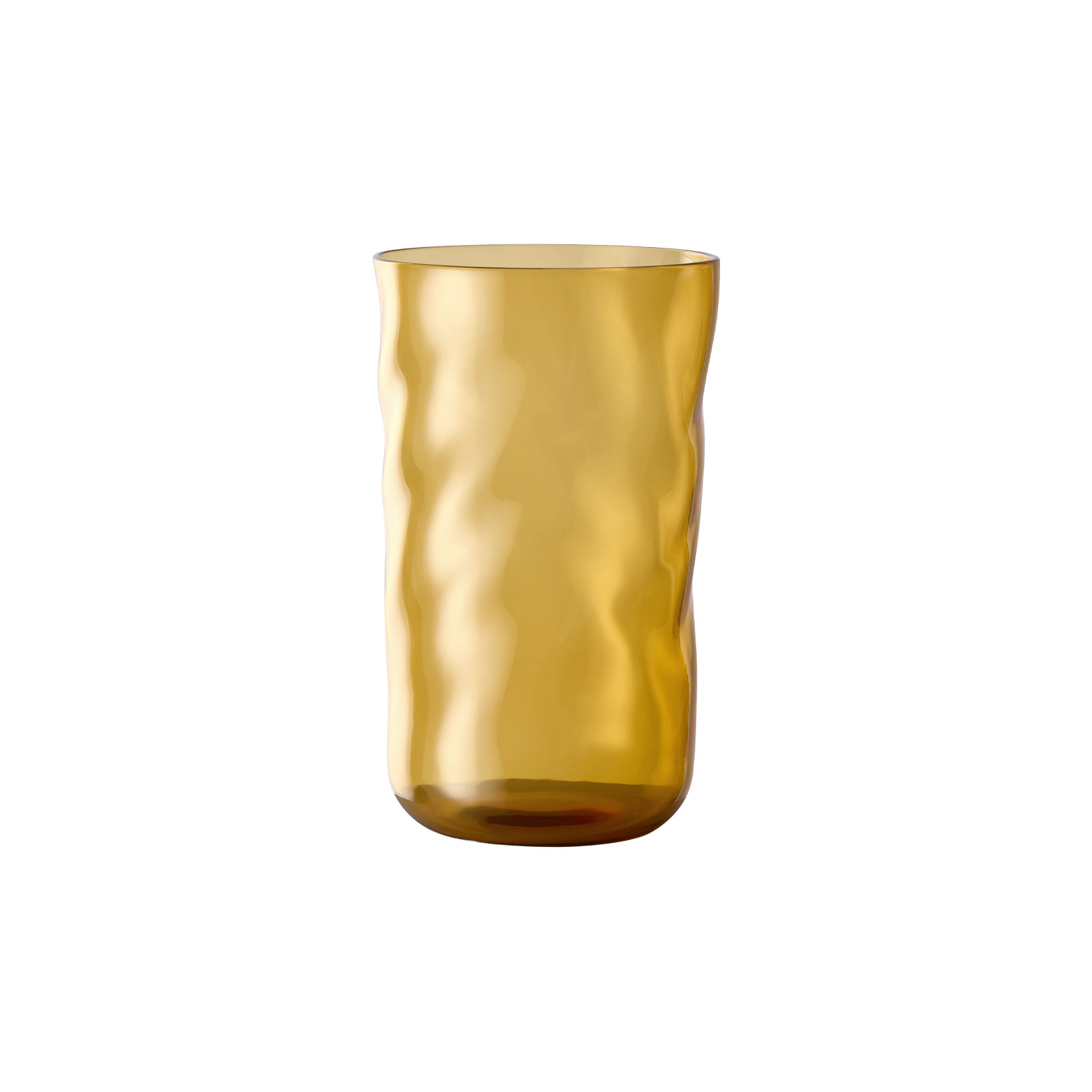 Das Swirl Longdrinkglas in dune von Paveau ist ein hohes bernsteingelbes Wasserglas.