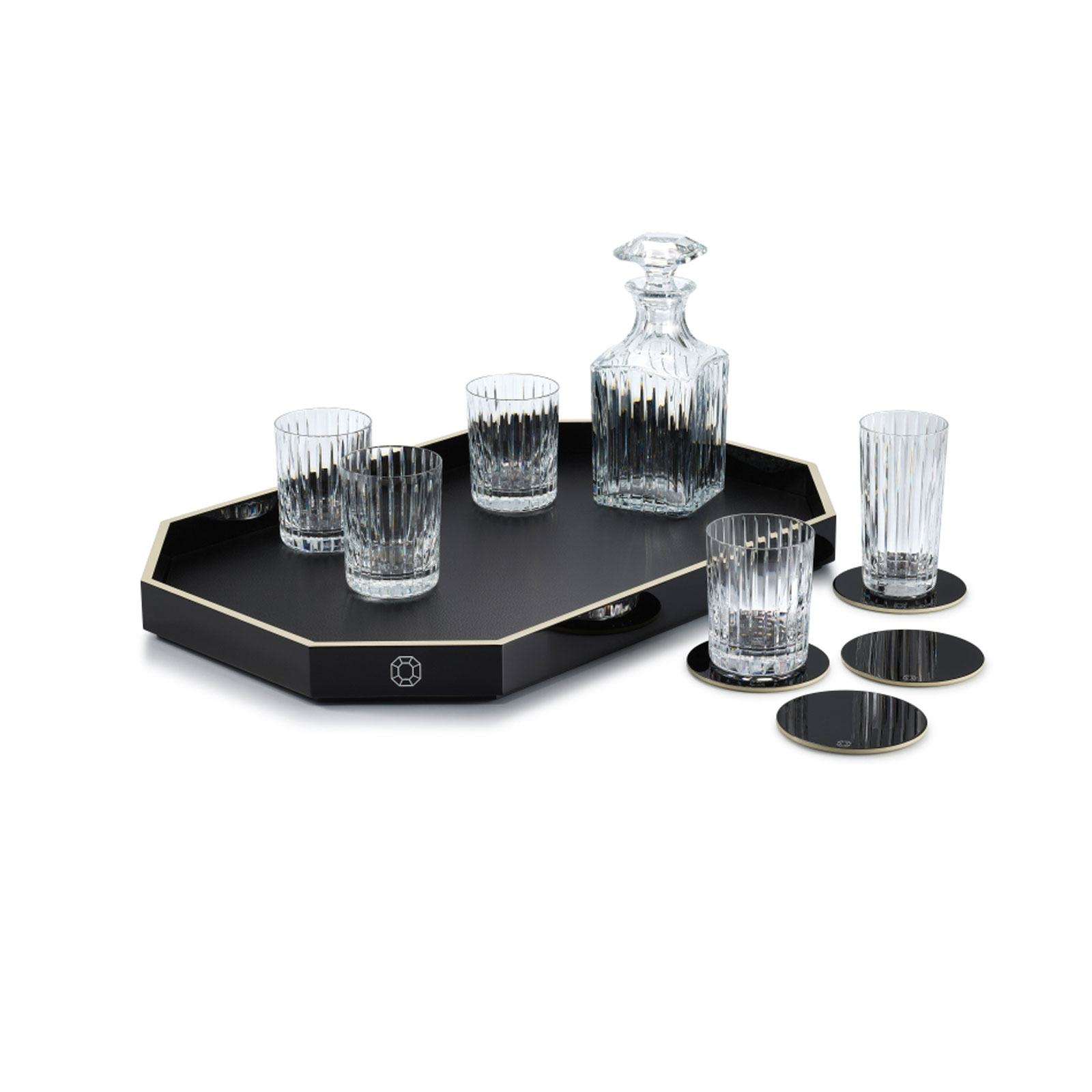 Baccarat Octogone Lack-Tablett L schwarz