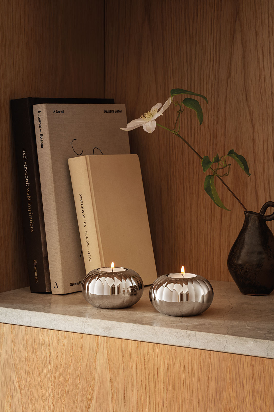 Georg Jensen Bernadotte Teelichthalter 2er Set Edelstahl