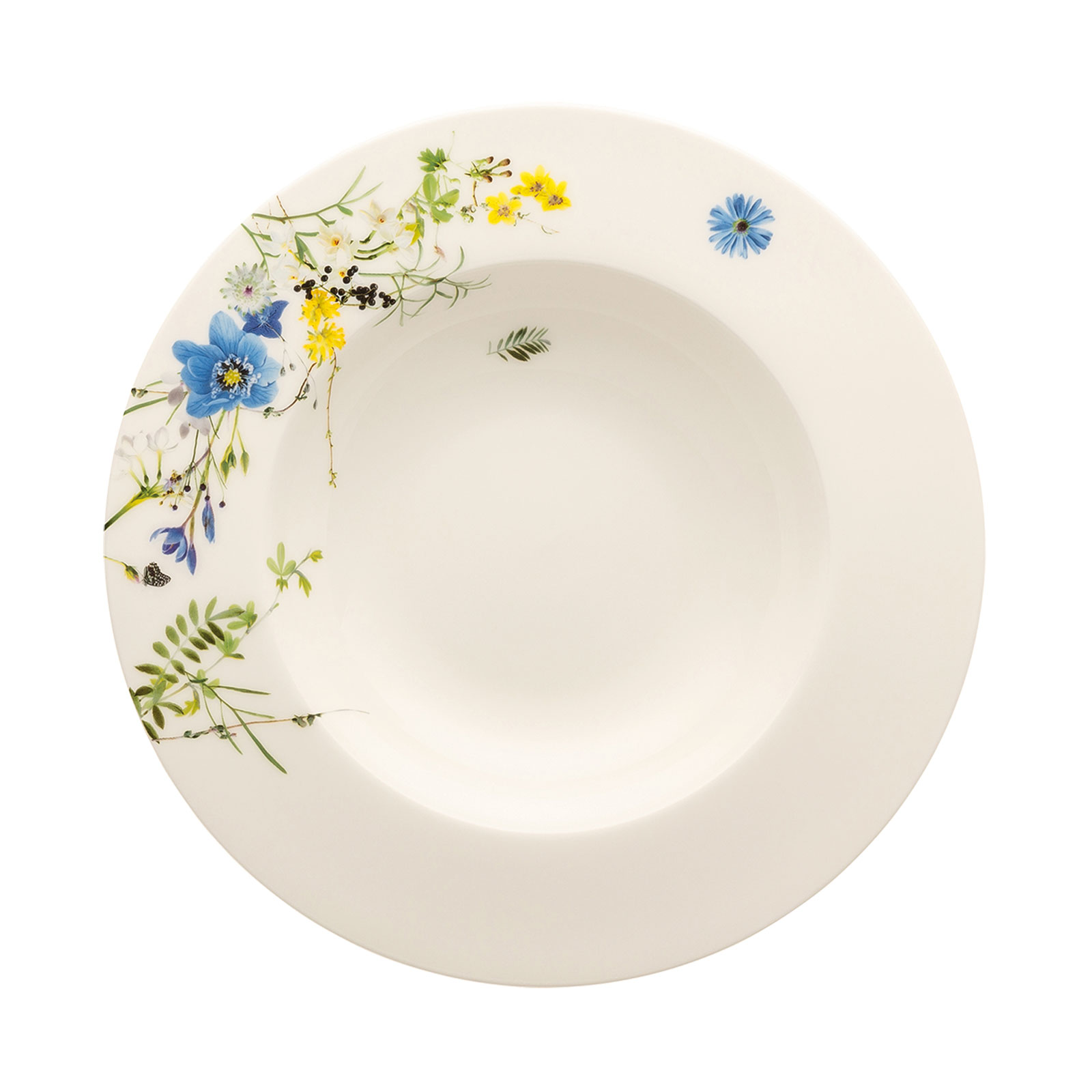 Der 23cm Suppenteller der Serie Brillance Fleurs des Alpes