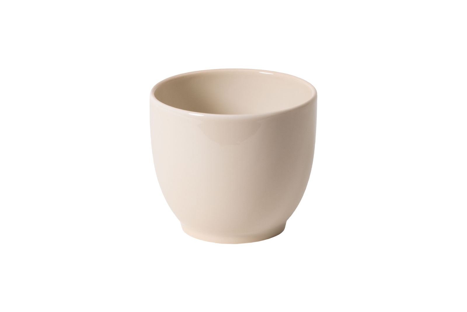 Der Dibbern One Color sand Espressobecher ist ein henkelloser Porzellanbecher mit beigefarbener Glasur.