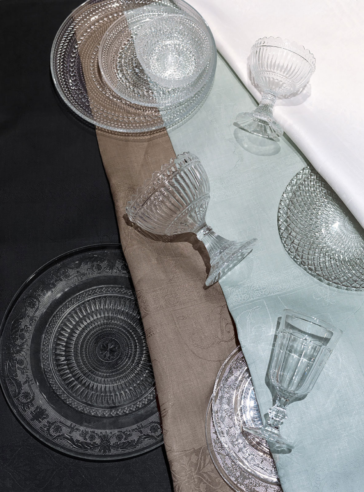 Le Jacquard Francais Cristal Gläsertuch 60x80cm Leinen onyx