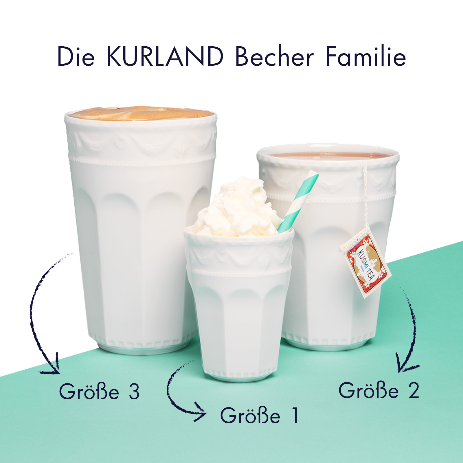 KPM -  Berlin Kurland weiß Becher Größe 2 Duo-Set 0,30ltr.