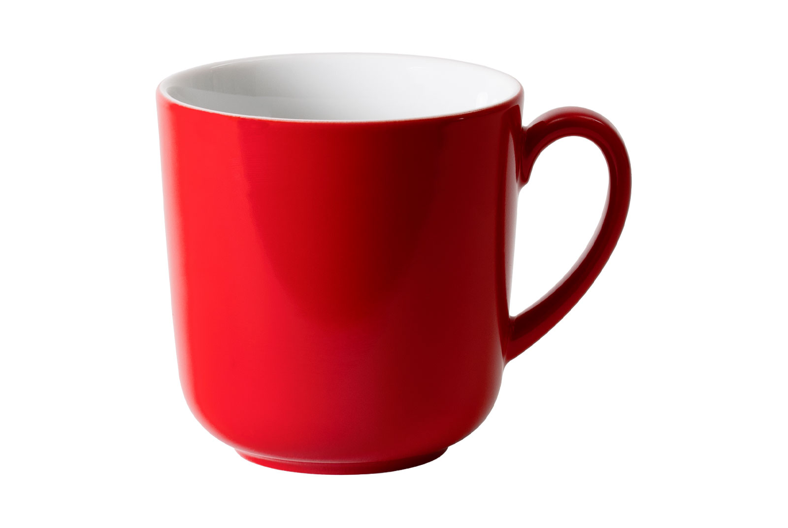 Der Solir Color rot Becher von Dibbern ist außen feuerwehrrot und innen weiß.