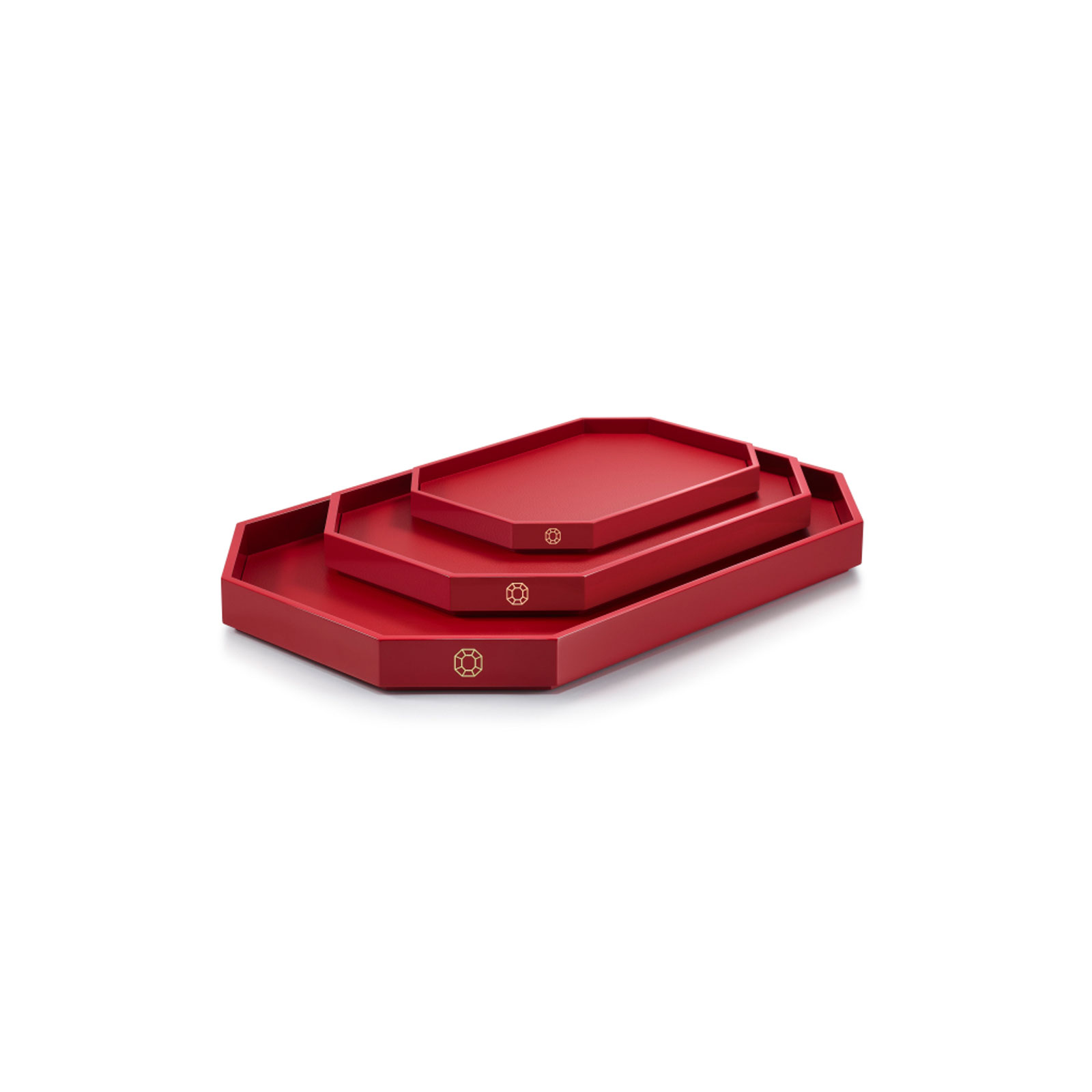 Baccarat Octogone Lack-Tablett L rot