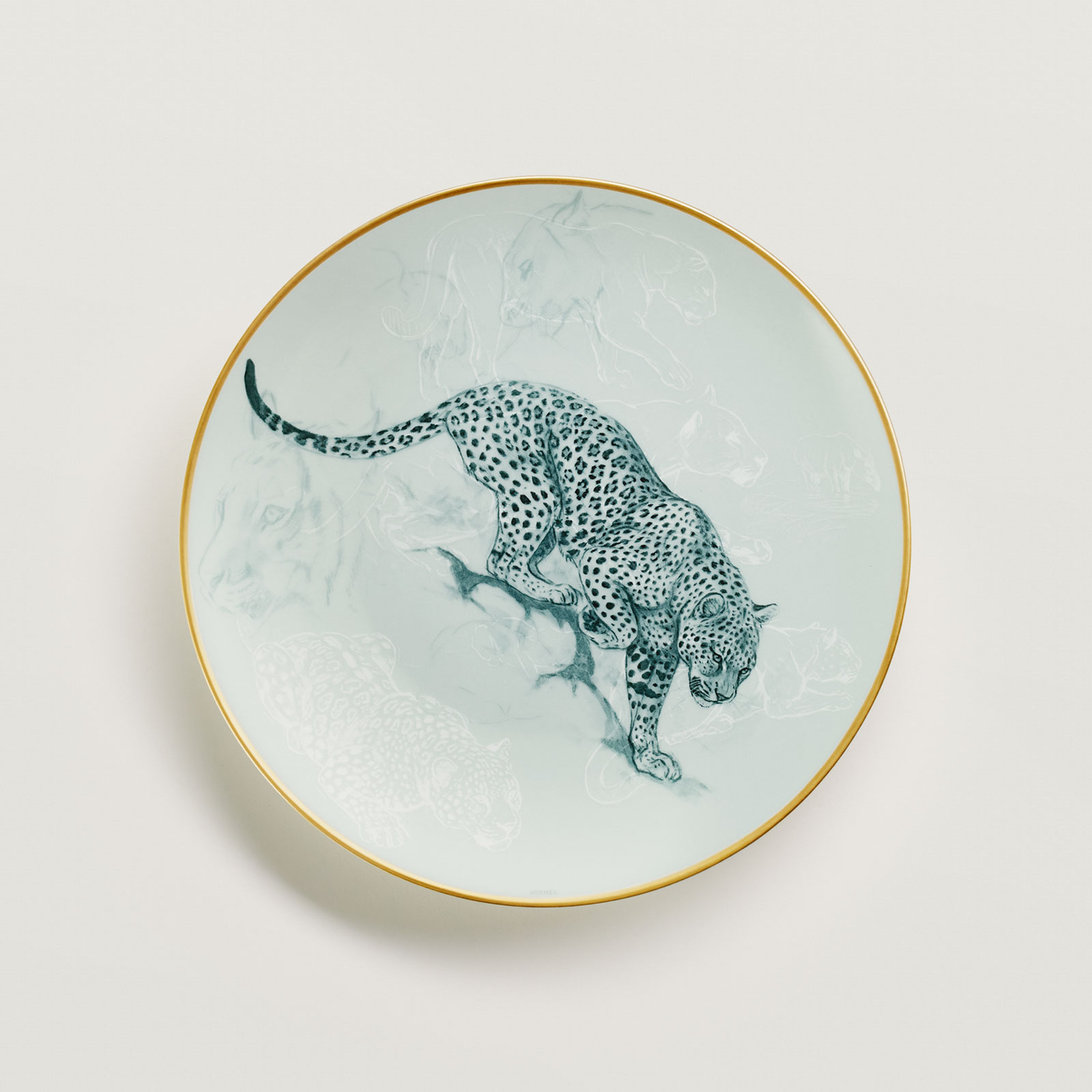 HERMÈS Paris Carnets d'Équateur Frühstücksteller Jaguar 21cm