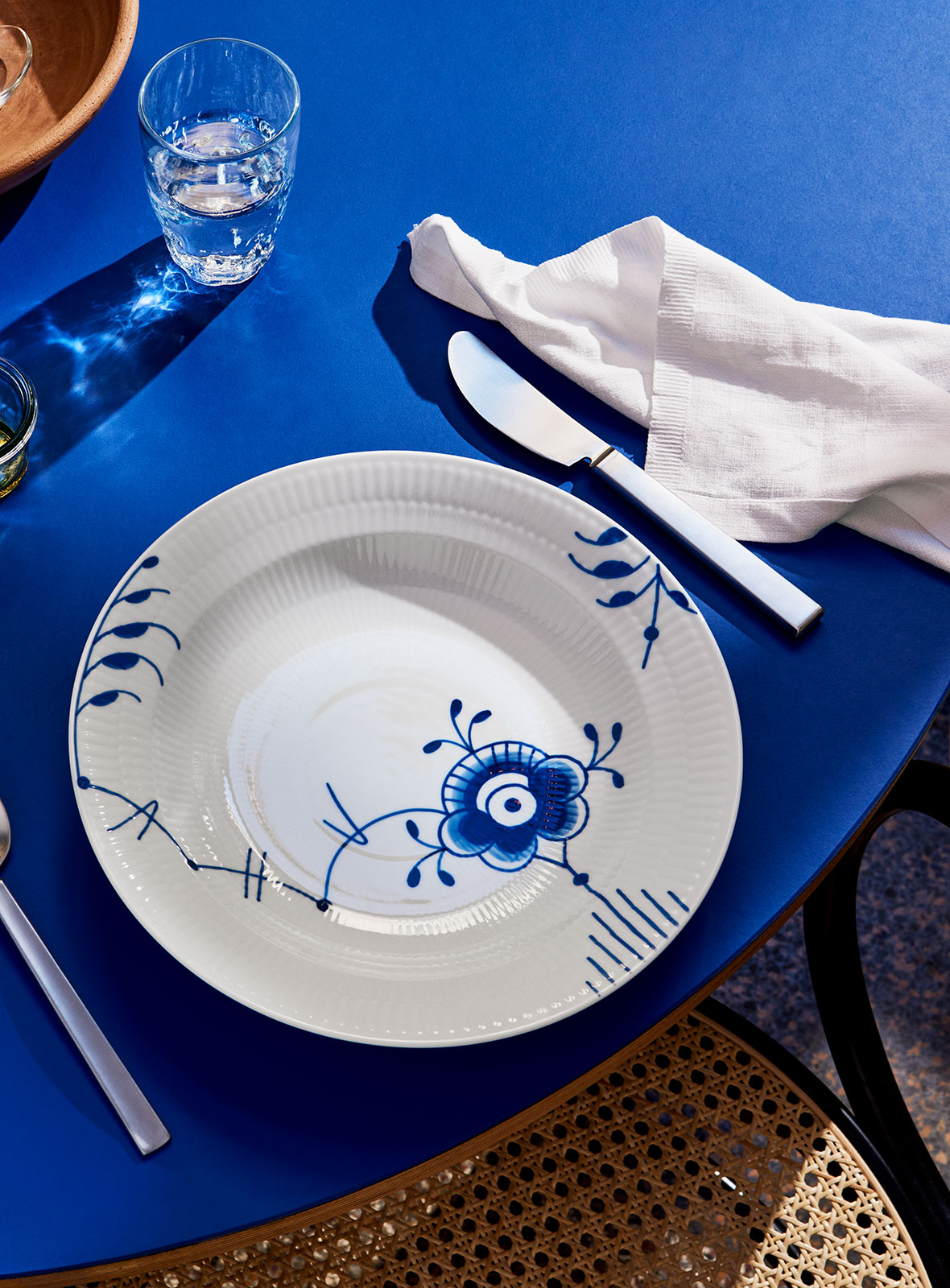 Royal Copenhagen Mega Blau Gerippt Suppenteller 17cm Dekor 6 klein 2386603