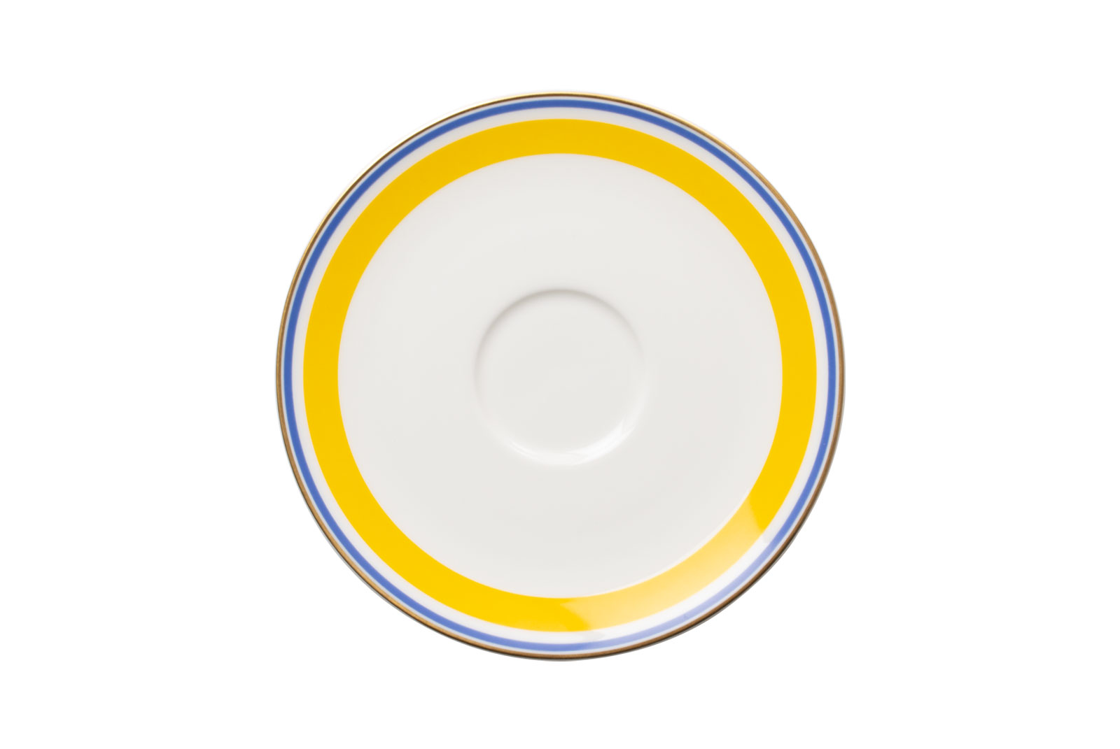 Die Kaffee-Untertasse gelb/blau der Dibbern Serie Capri