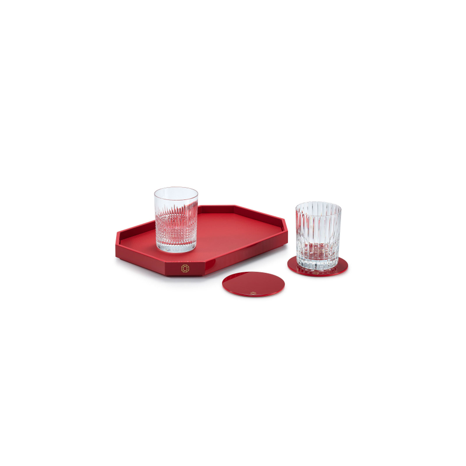 Baccarat Octogone Lack-Tablett S rot