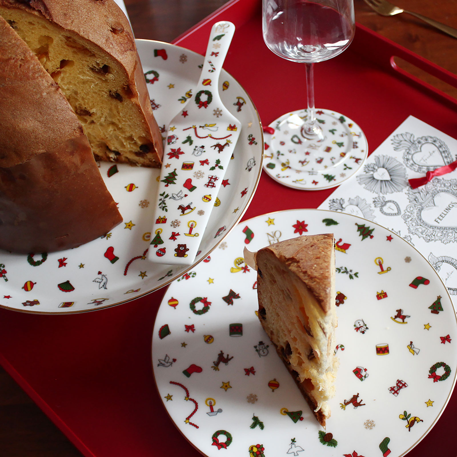 TAITÙ Noel Oro Tortenplatte auf Fuß 27cm