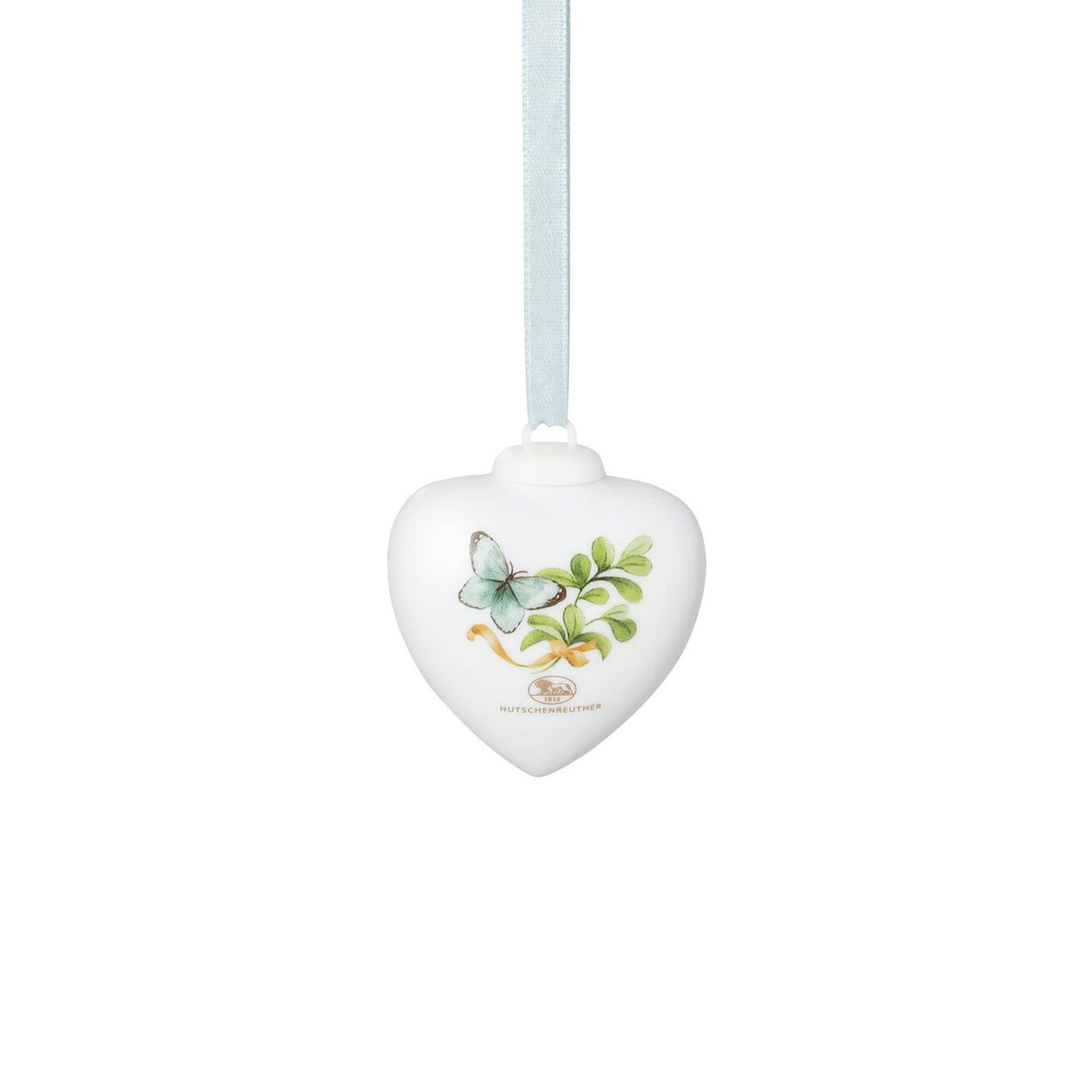 Rückseite vom Porzellan-Mini-Herz 2026 Tulpe gelb von Hutschenreuther.