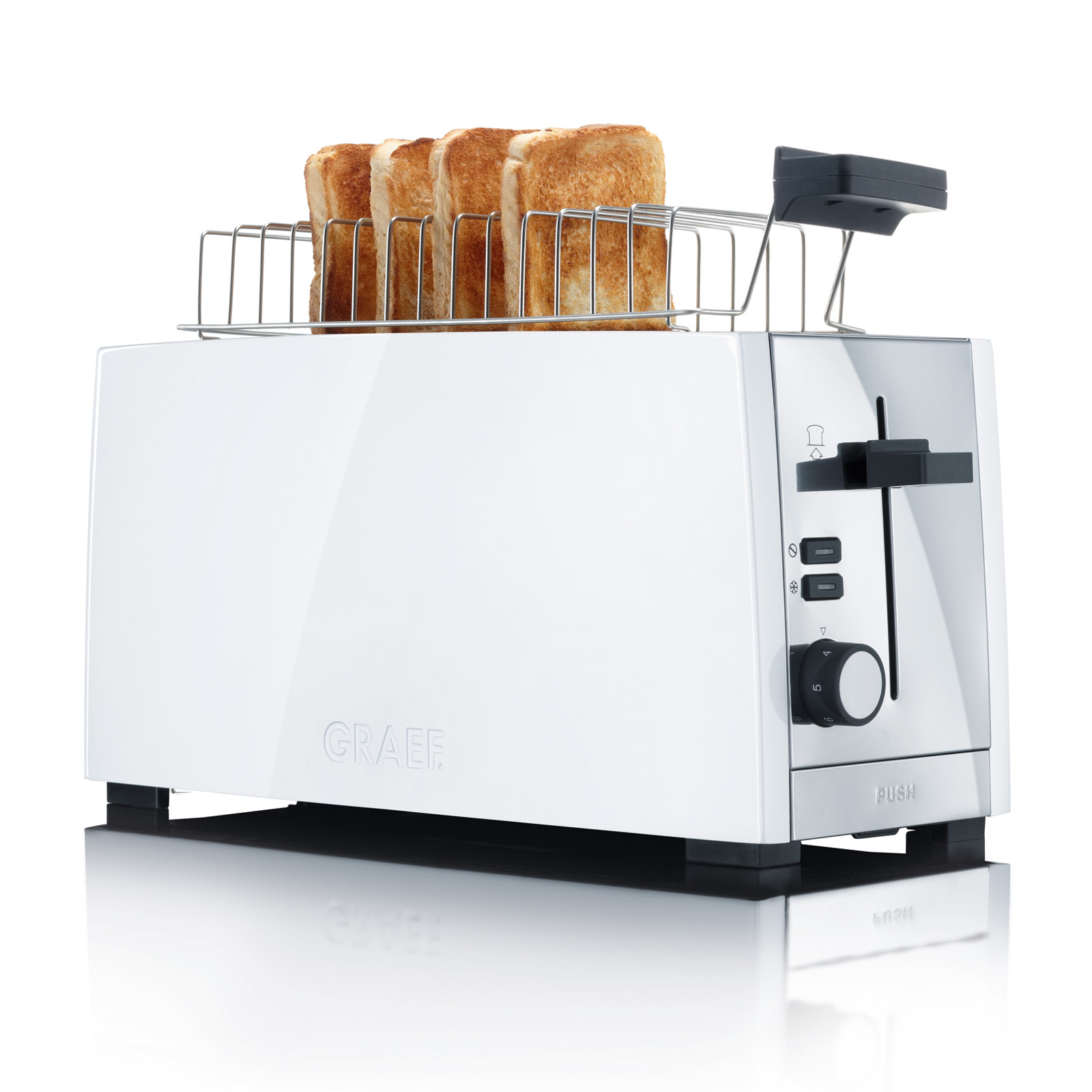 Graef Toaster 4 Scheiben mit Langschlitz  weiß TO101