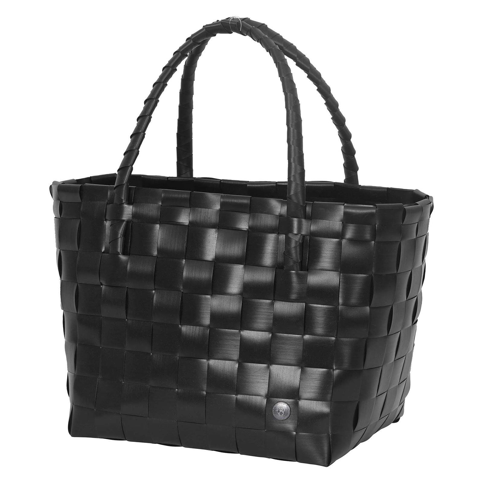 Der Paris Shopper in black ist ein Einkaufskorb geflochten aus recyceltem Kunststoff in einem schwarzen Farbton.