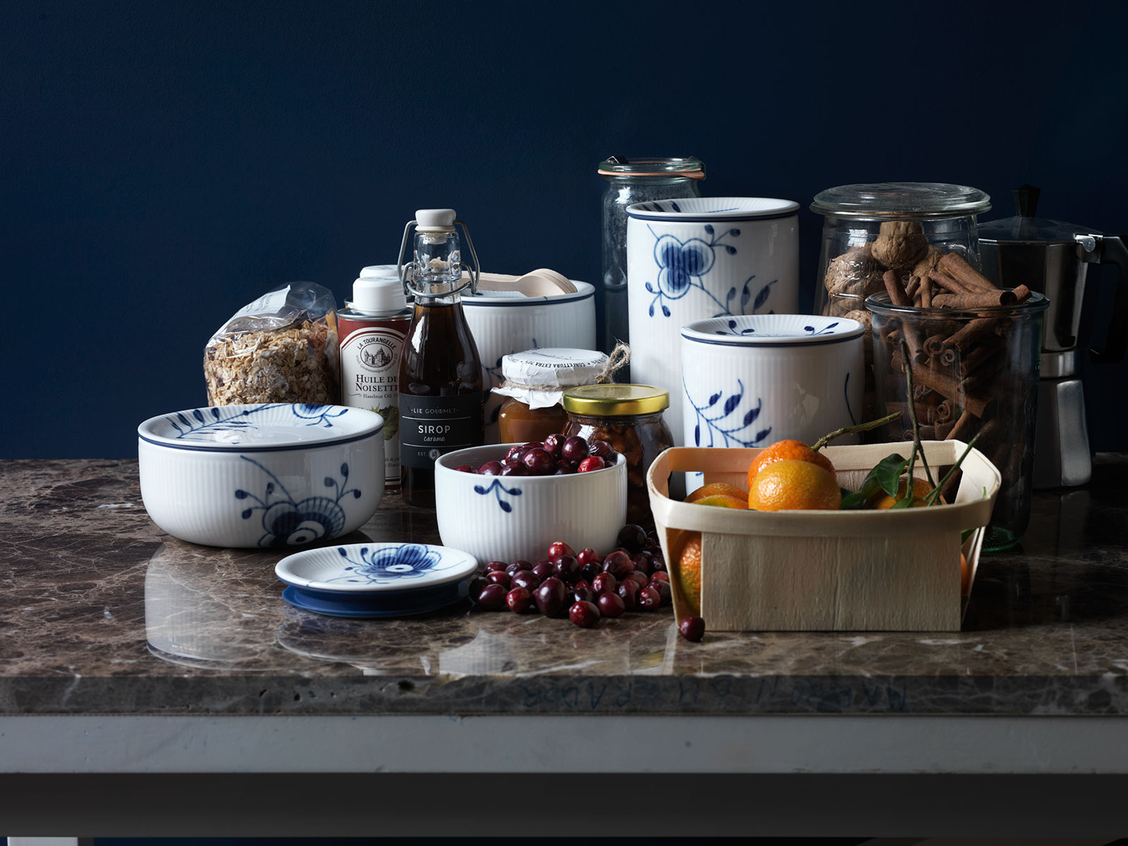 Royal Copenhagen Mega Blau Gerippt Vorratsdose groß 1,15ltr. 238124 5