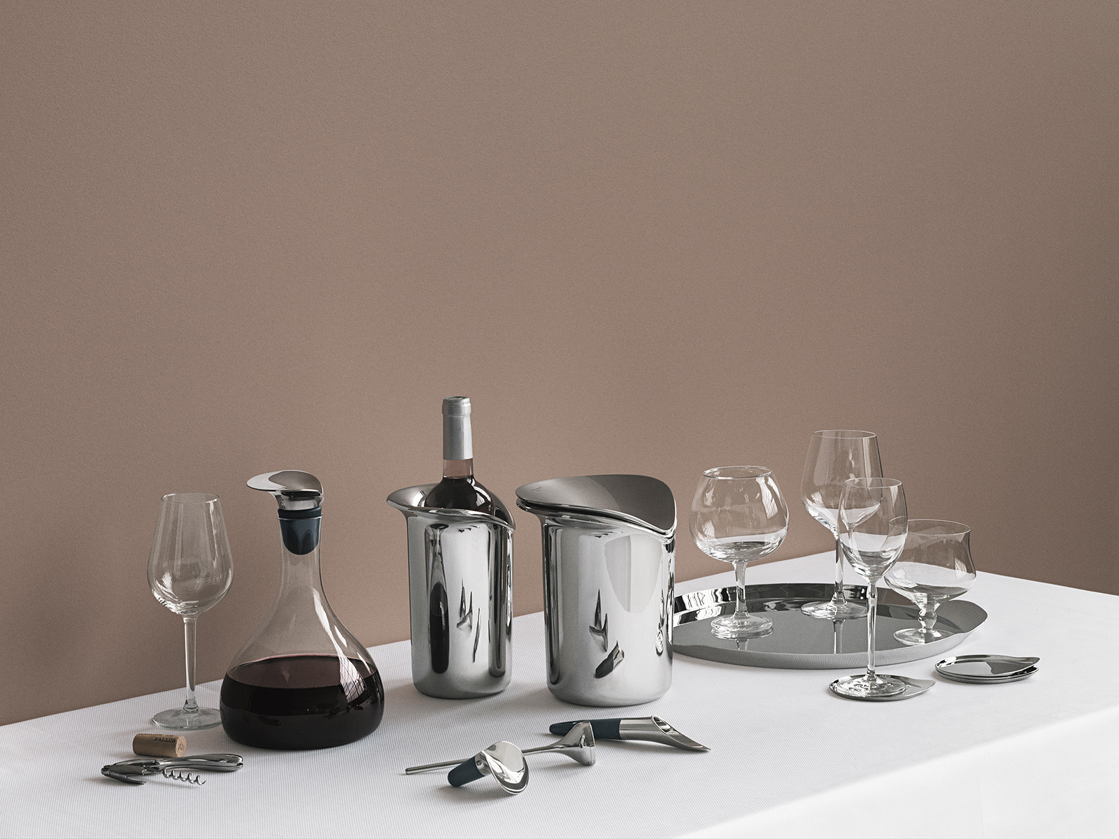 Georg Jensen Wine & Bar Eiskübel mit Zange Edelstahl