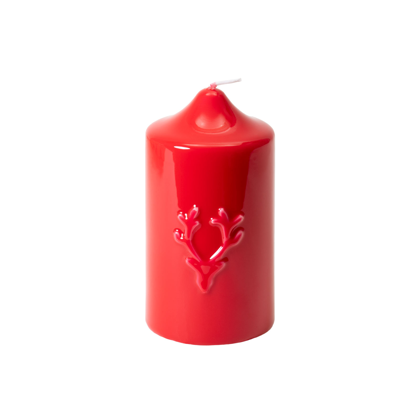 Engels Kerzen Gelackte Stumpenkerze Geweih 8x15cm zinnober