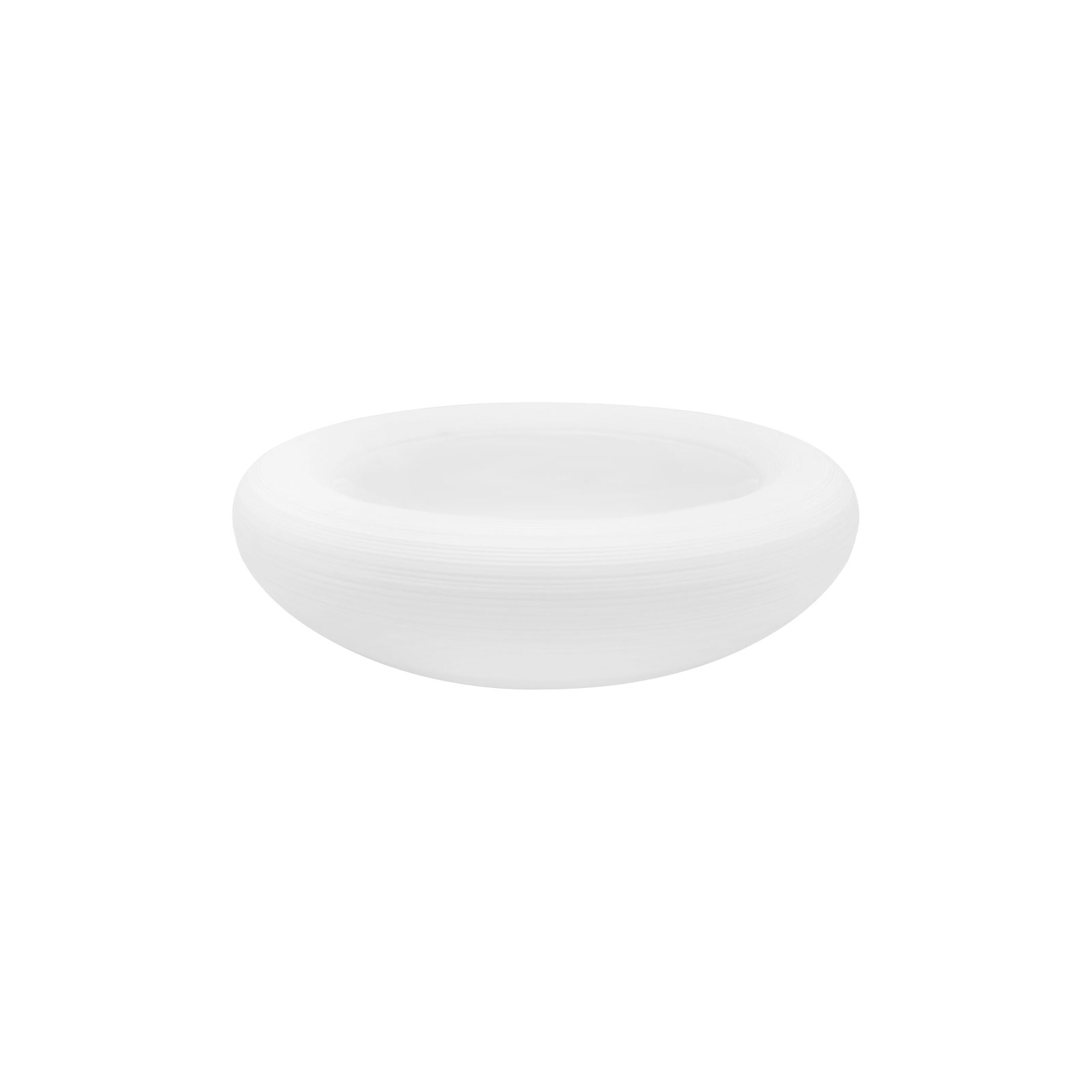 Die Hémisphère Satin white Bubble Bowl 11cm von Coquet ist eine doppelwandige Schale mit dickem Rand. Sie besteht aus weißem Porzellan und hat ein mattes Rillen-Finish.