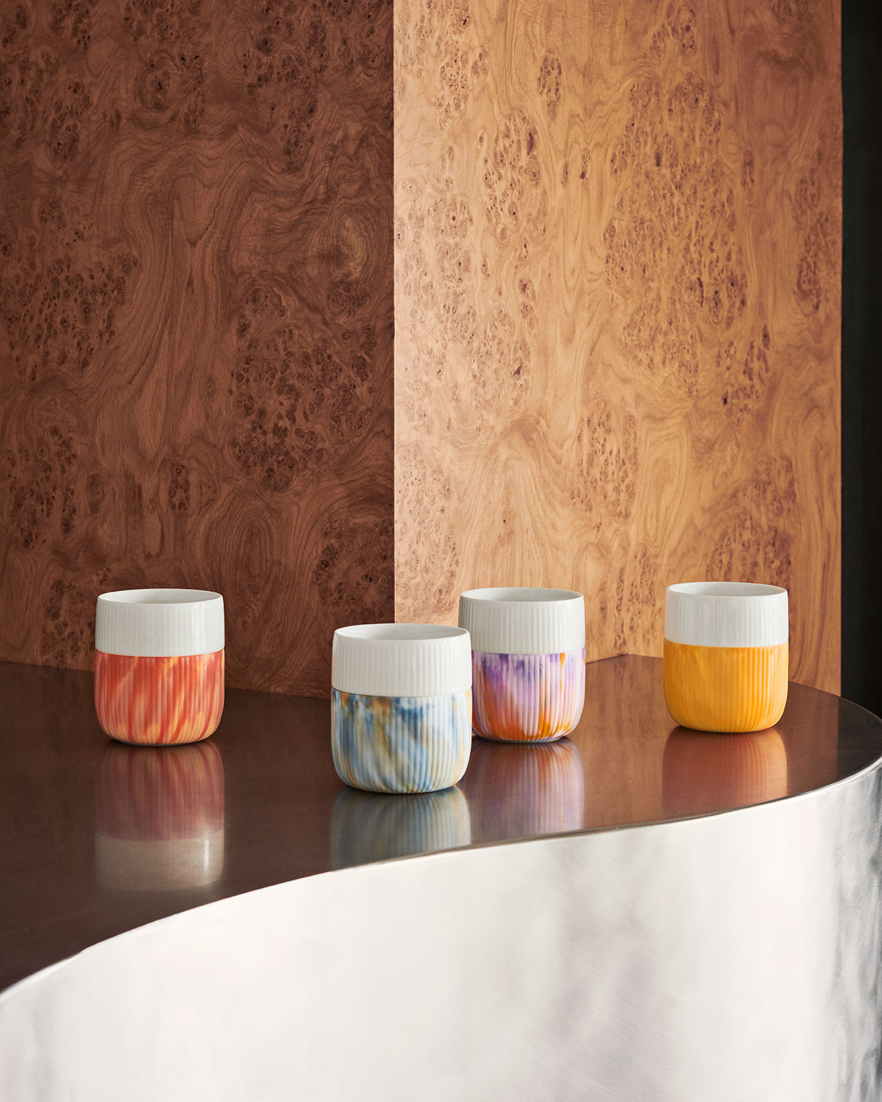 Royal Copenhagen Gerippt Contrast Becher Marble Ocean Mist