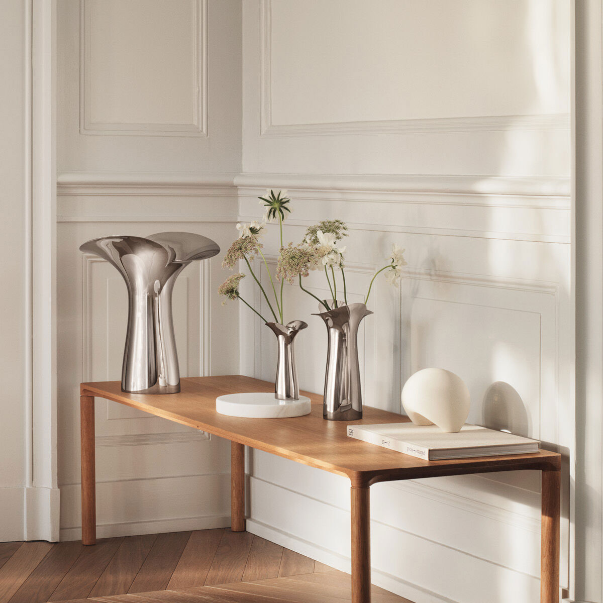 Georg Jensen Bloom Botanica Vase groß 33cm Edelstahl