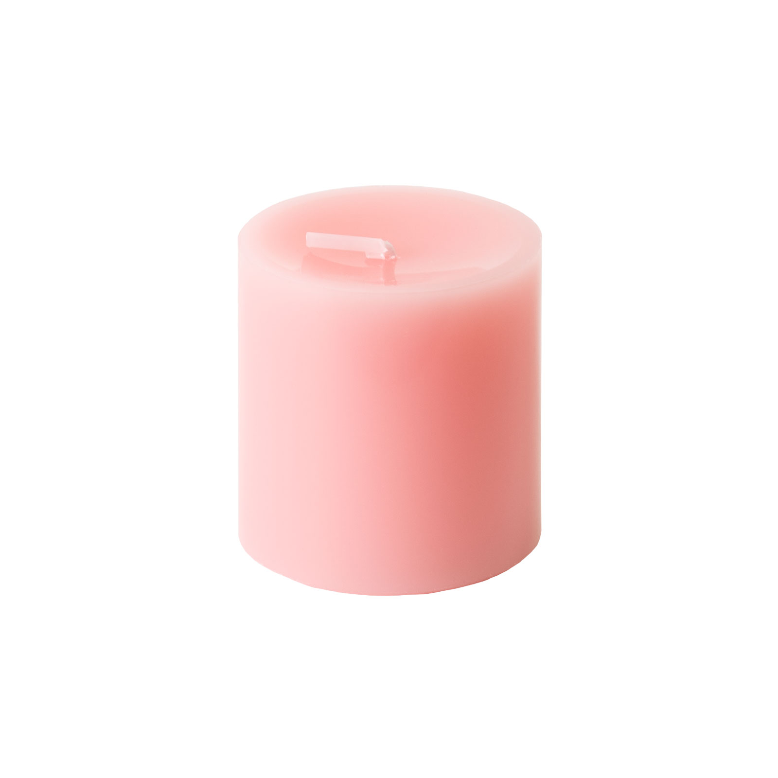 Die Stumpenkerze 8x8cm kirschblüte von Engels Kerzen hat eine zarte rosane Farbe.