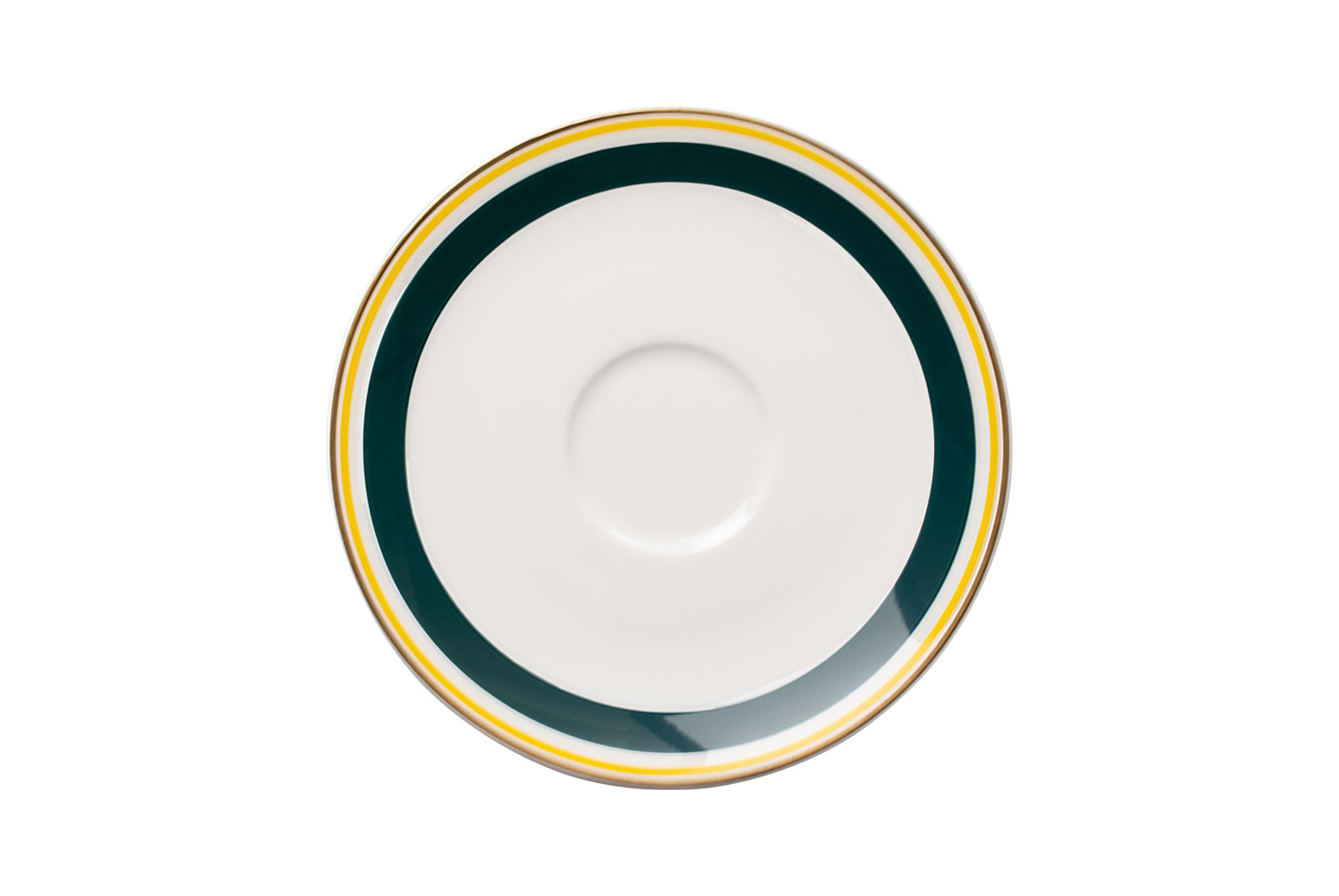 Die Kaffee-Untertasse dunkelgrün/gelb der Dibbern Serie Capri