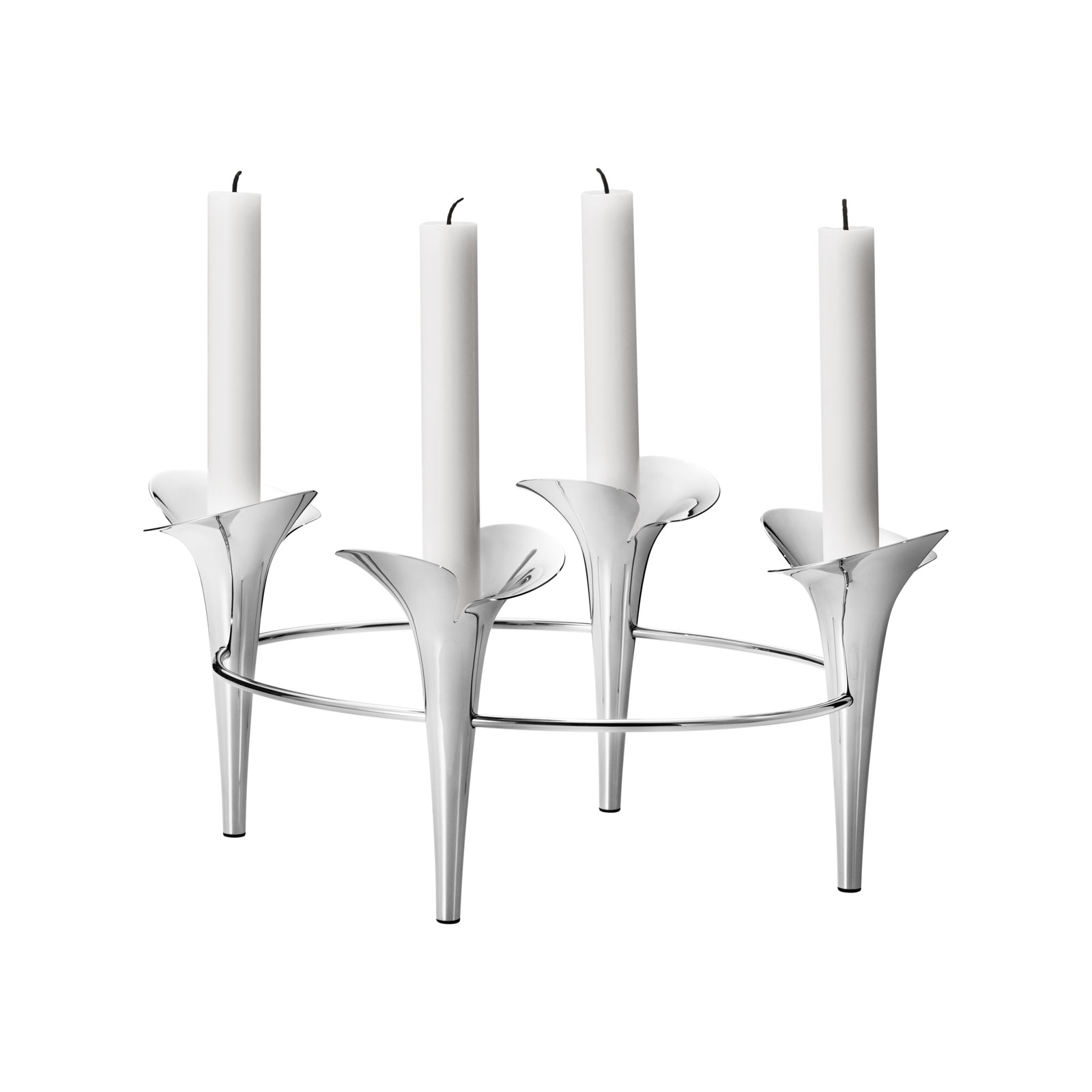 Georg Jensen Bloom Botanica Kerzenleuchter für 4 Kerzen rund Edelstahl