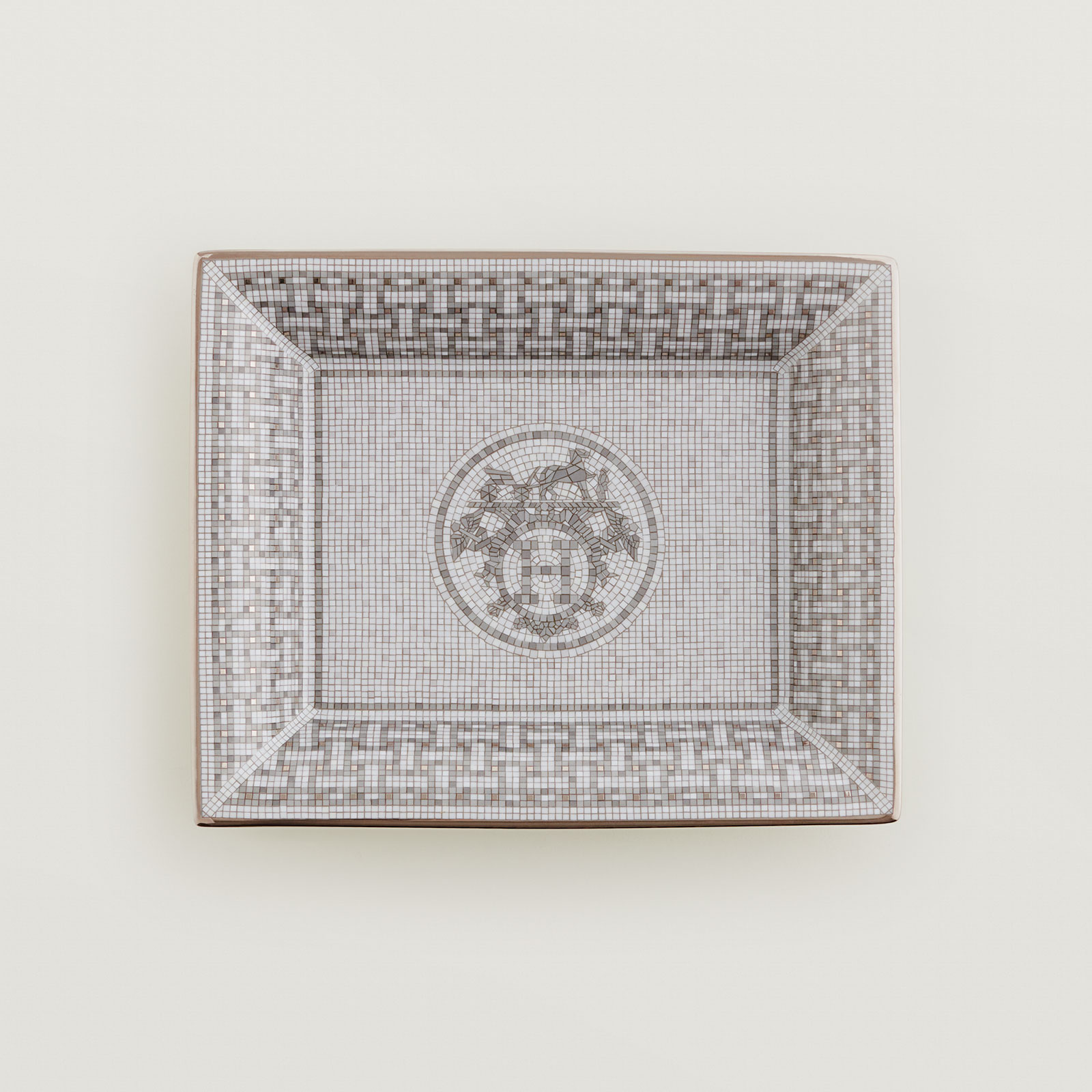 HERMÈS Paris Mosaïque au 24 Platin Vide-Poche 21x17cm