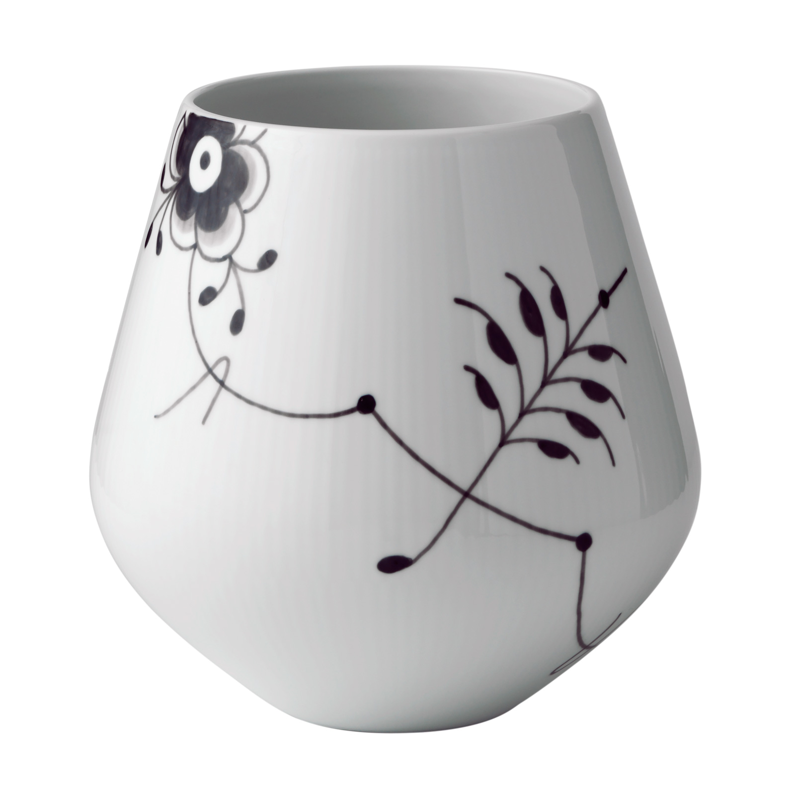 Royal Copenhagen Mega Schwarz Gerippt Vase 20,5cm