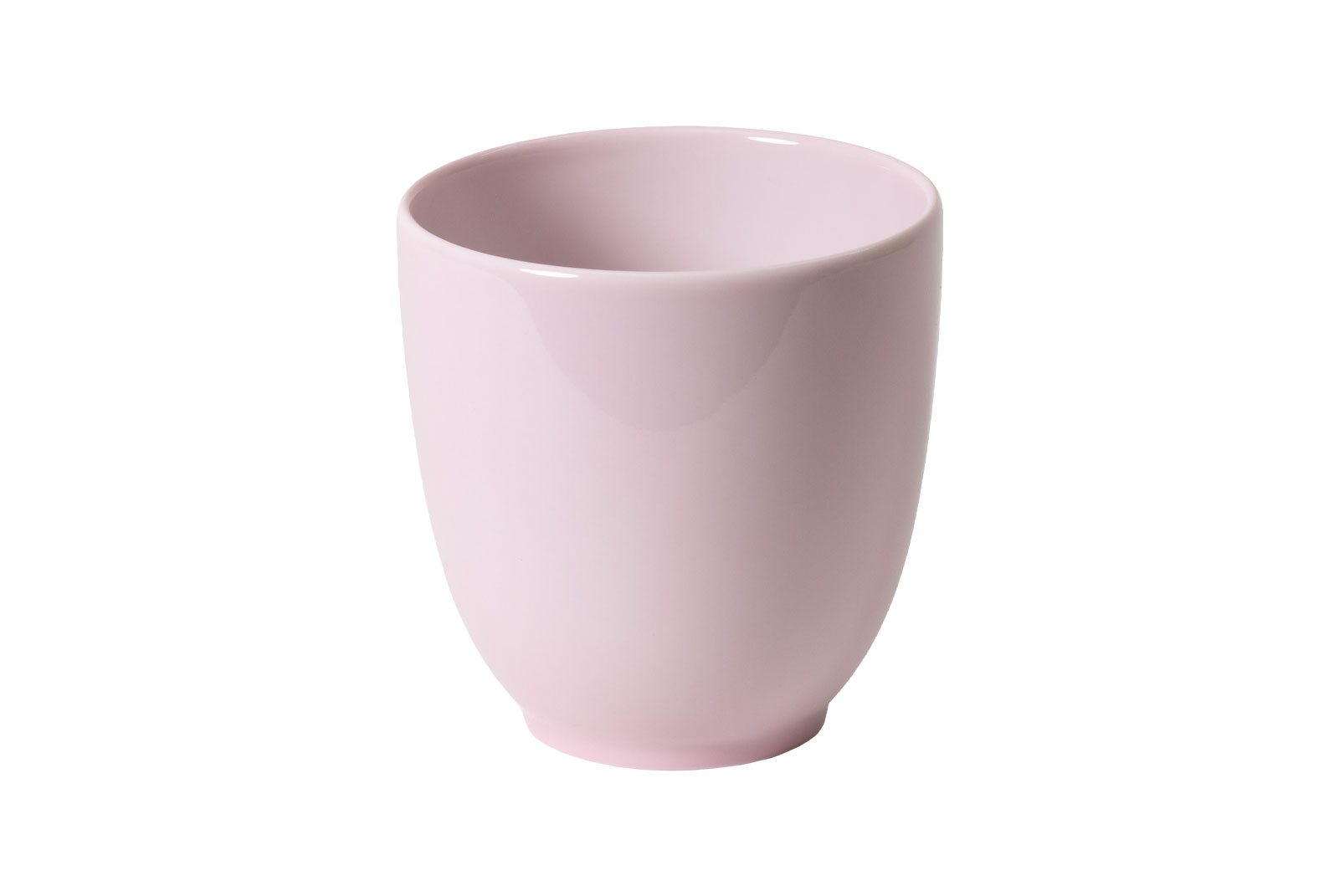 Der Dibbern One Color puder Becher ist ein henkelloser Porzellanbecher mit rosafarbener Glasur.