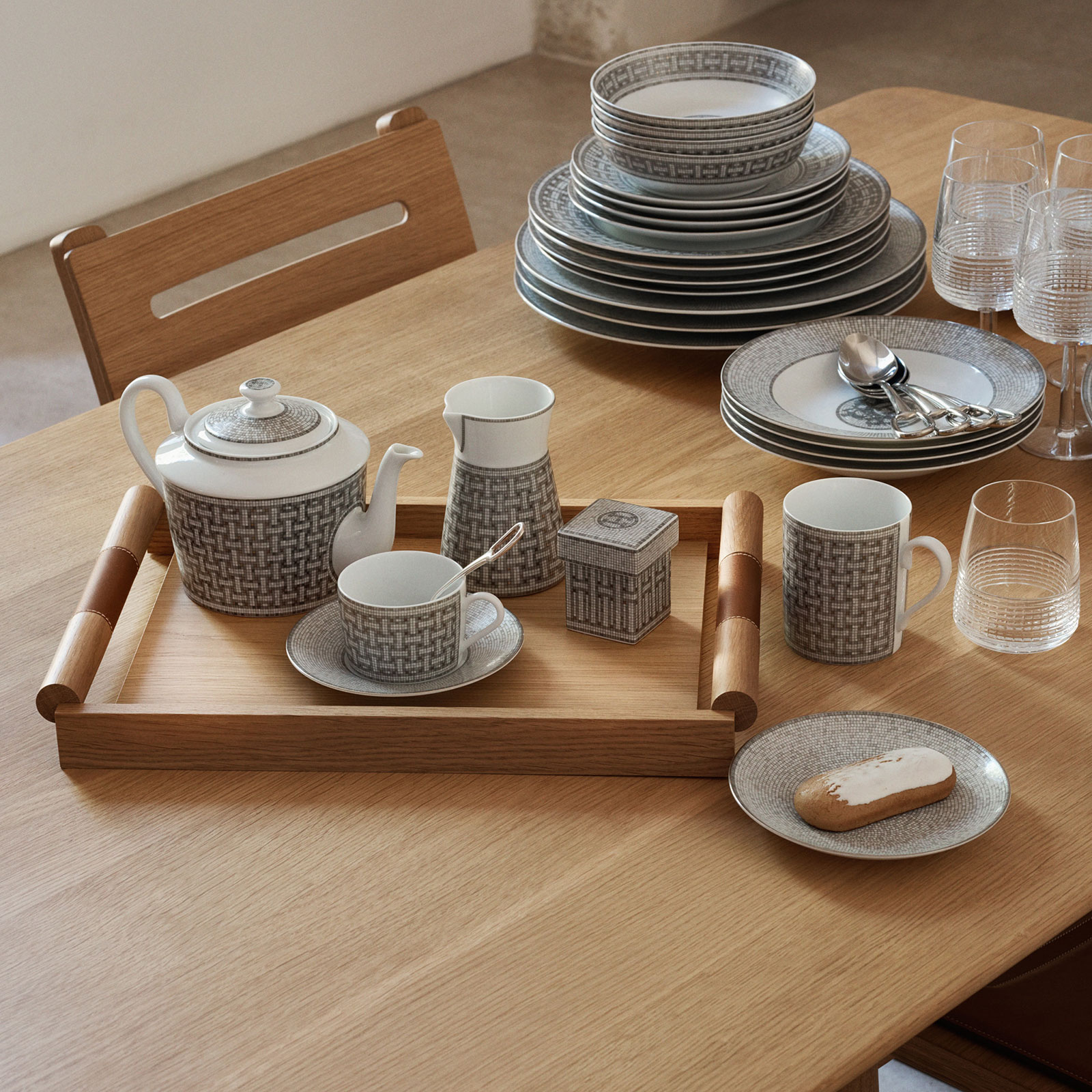 HERMÈS Paris Mosaïque au 24 Platin Teetasse m. U. 0,16ltr.