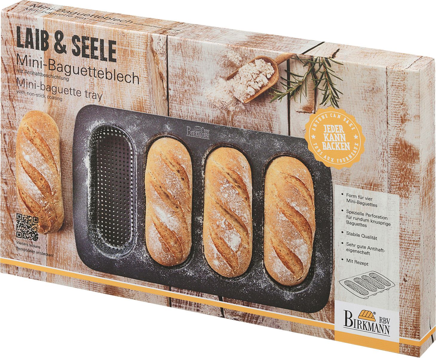 RBV Birkmann Laib & Seele Mini-Baguetteblech für 4 Stück