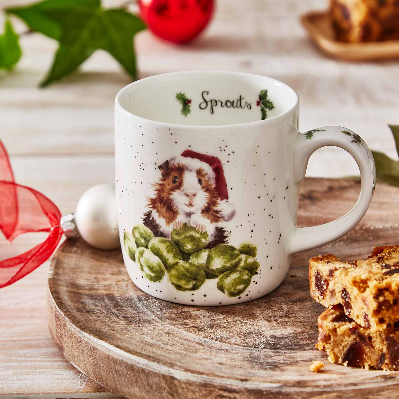Royal Worcester Wrendale Designs Becher Sprouts / Meerschweinchen 0,31ltr. (Christmas Collection)