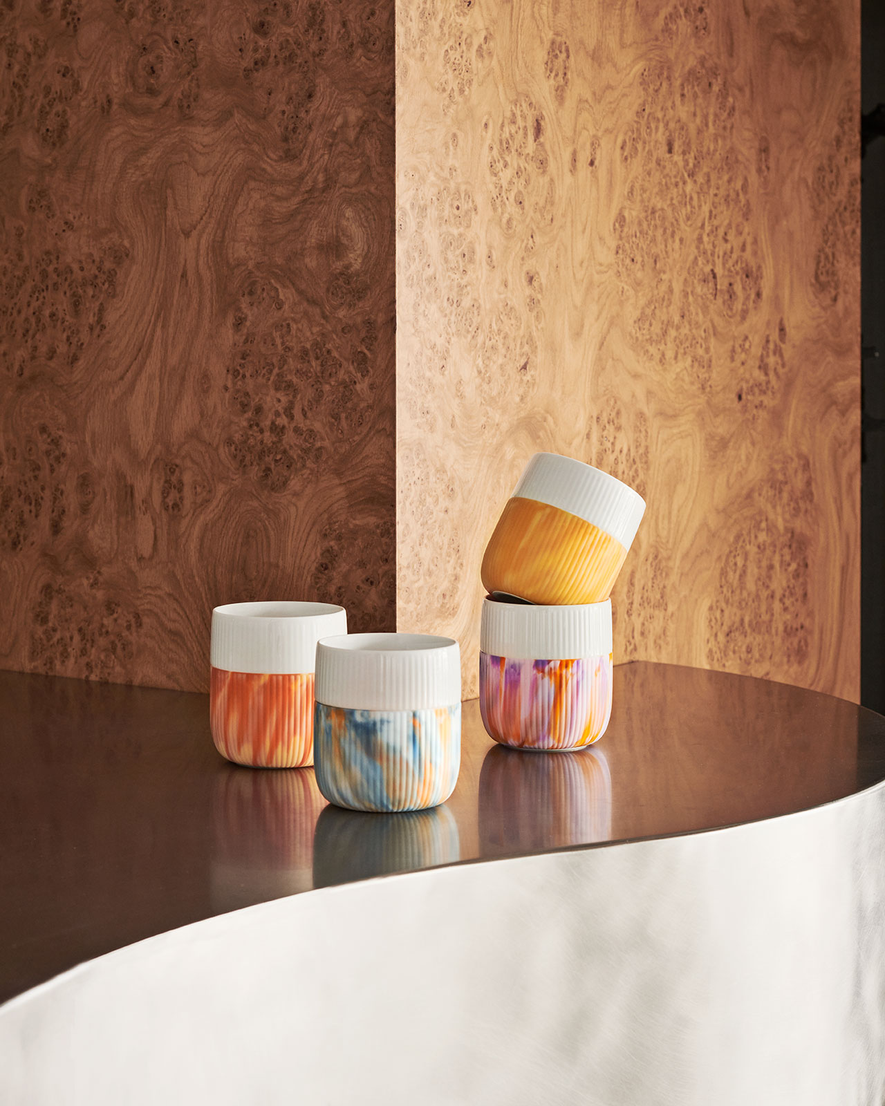 Royal Copenhagen Gerippt Contrast Becher Marble Warm Ochre
