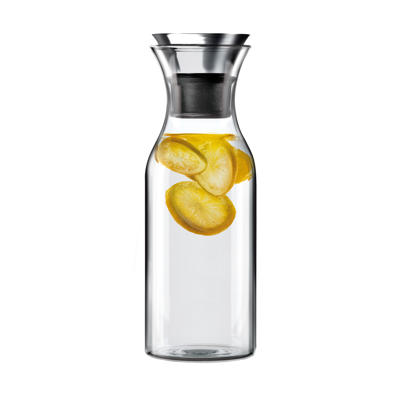 Die Eva Solo Kühlschrankkaraffe 1,00ltr. klar ist eine schlanke Karaffe aus klarem Glas, die in Ihre Kühlschranktür passt. Sie hat einen tropffreien Ausgießer aus Edelstahl und Silikon.