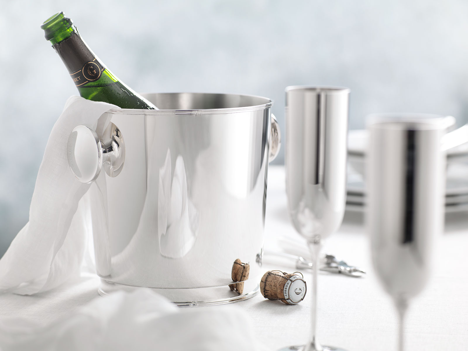Robbe & Berking Champagnerkühler mit Knauf 925Silber