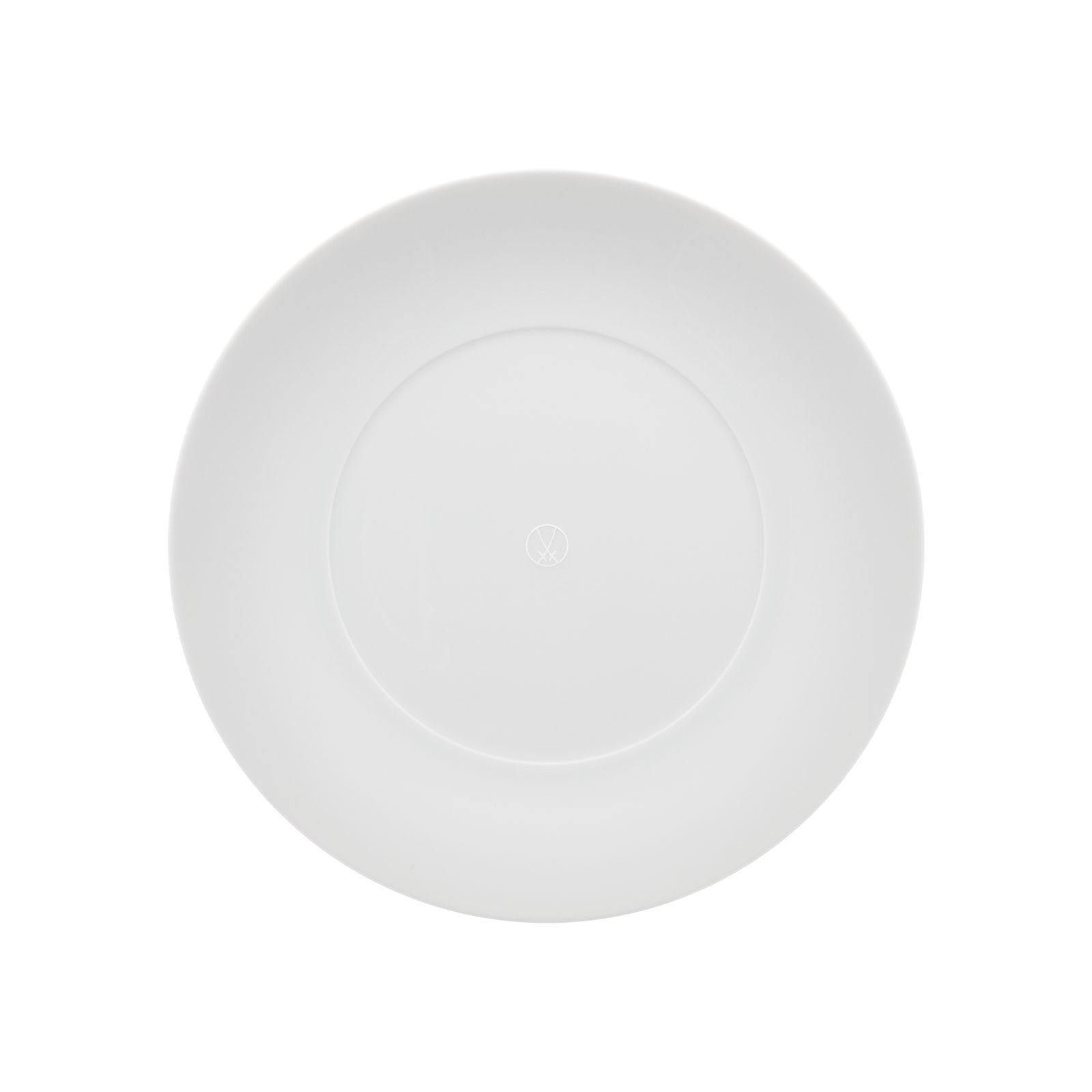 Der Cosmopolitan weiß Frühstücksteller von Meissen besteht aus weißem Porzellan. In der Mitte des Spiegels befindet sich ein Relief des Meissen Markenzeichens, den gekreuzten Schwertern.