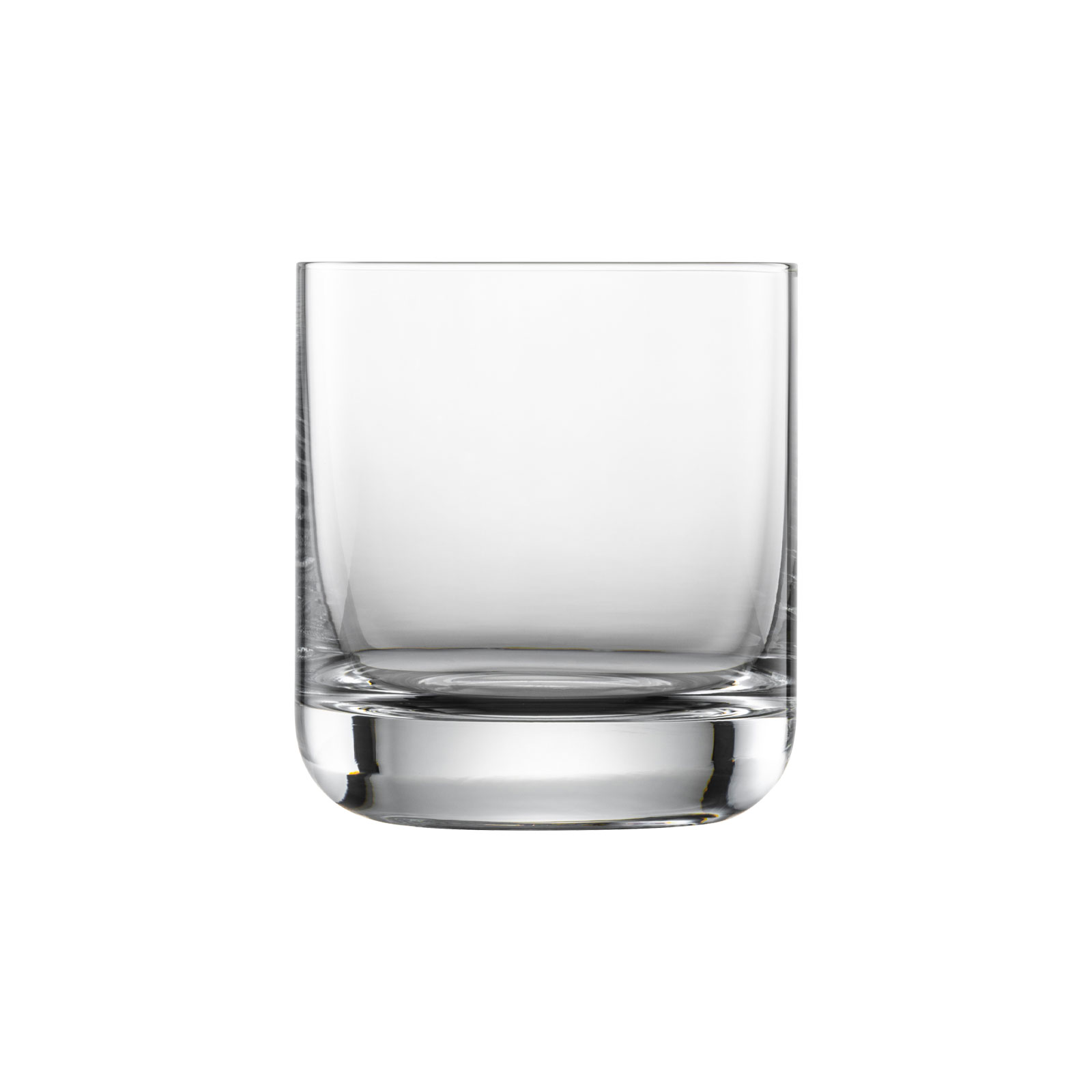 Leeres Whiskyglas. Es ist zylindrisch mit abgerundete Boden.
