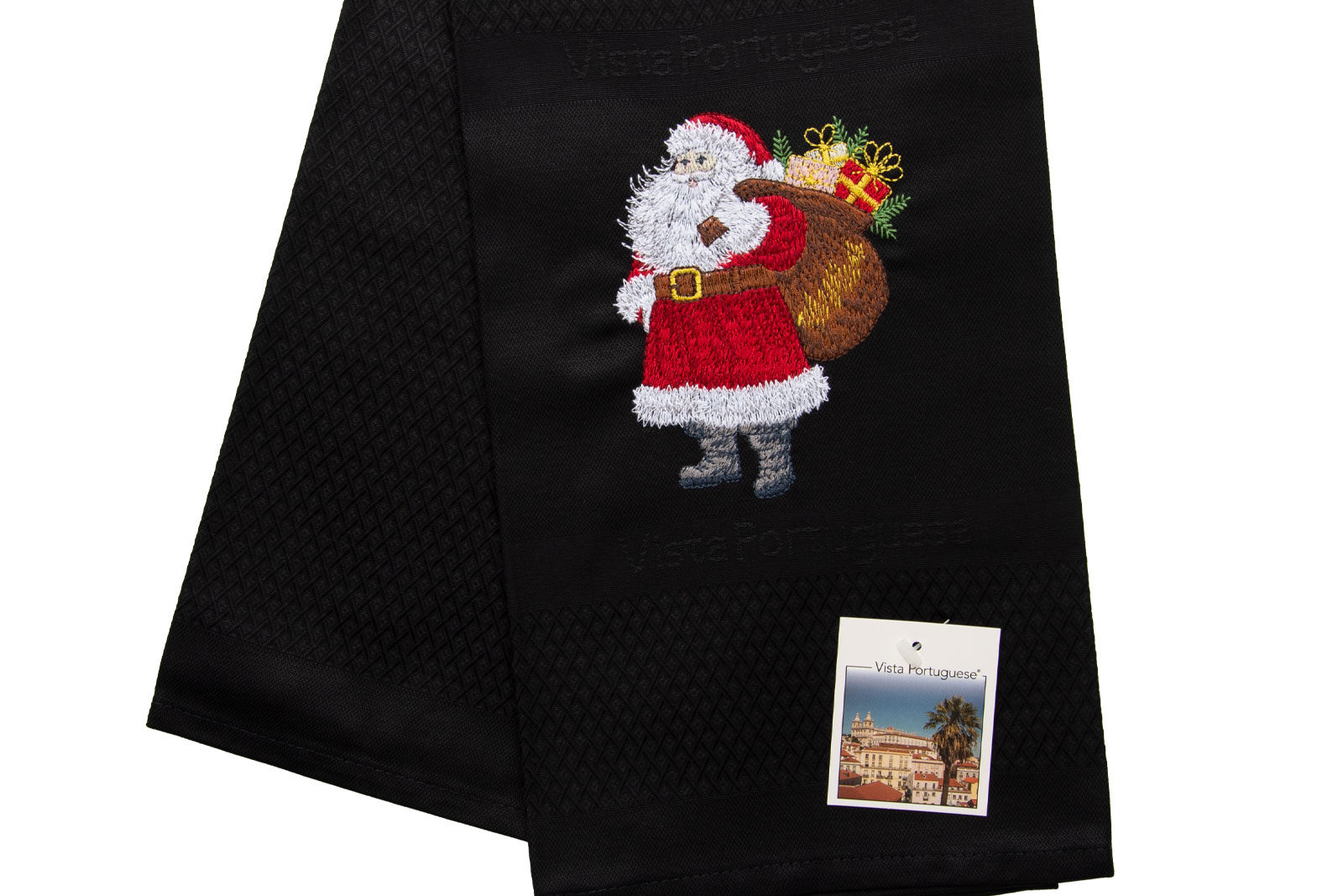 Vista Portuguese Geschirrtuch Santa Claus 50x70cm schwarz
