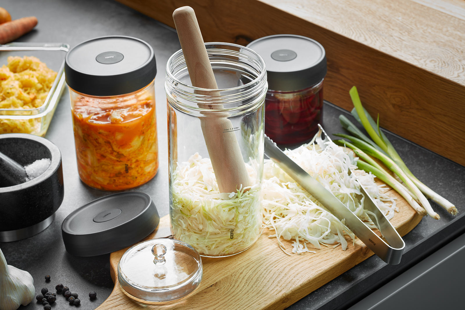 Gefu Fermentierset NATIVO 1ltr. Glas und Zubehör