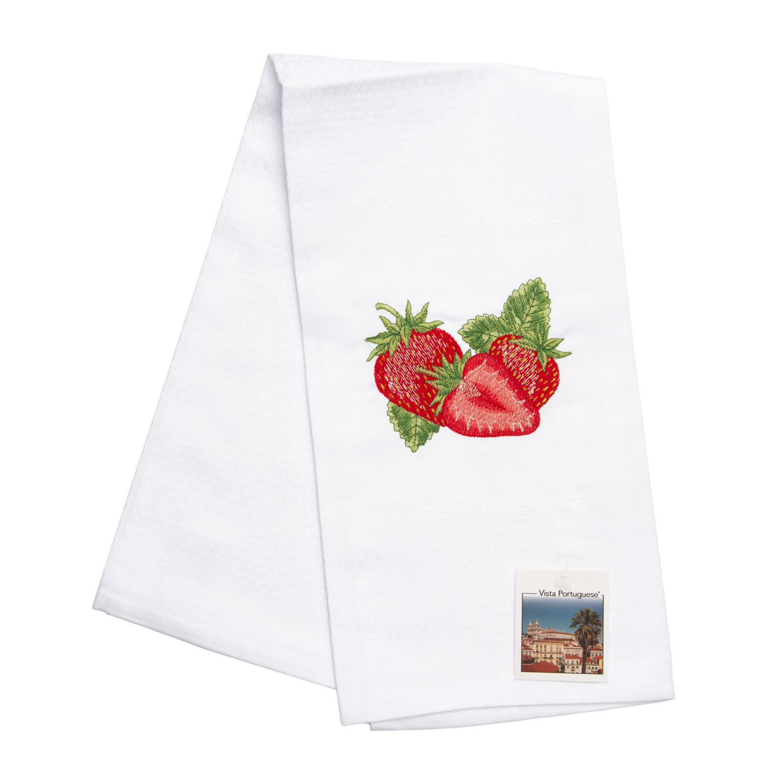 Ansicht des gefalteten Geschirrtuch Strawberry / Ercbeere 50x70cm von Vista Portuguese.