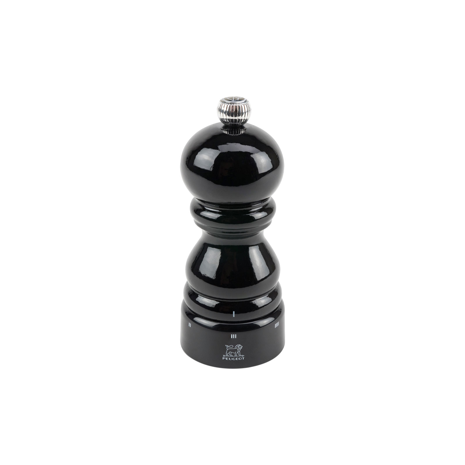 Die Paris U Select Salzmühle in schwarz lackiert von Peugeot hat einen schönen gedreckselten Holzkorpus in lackschwarz.