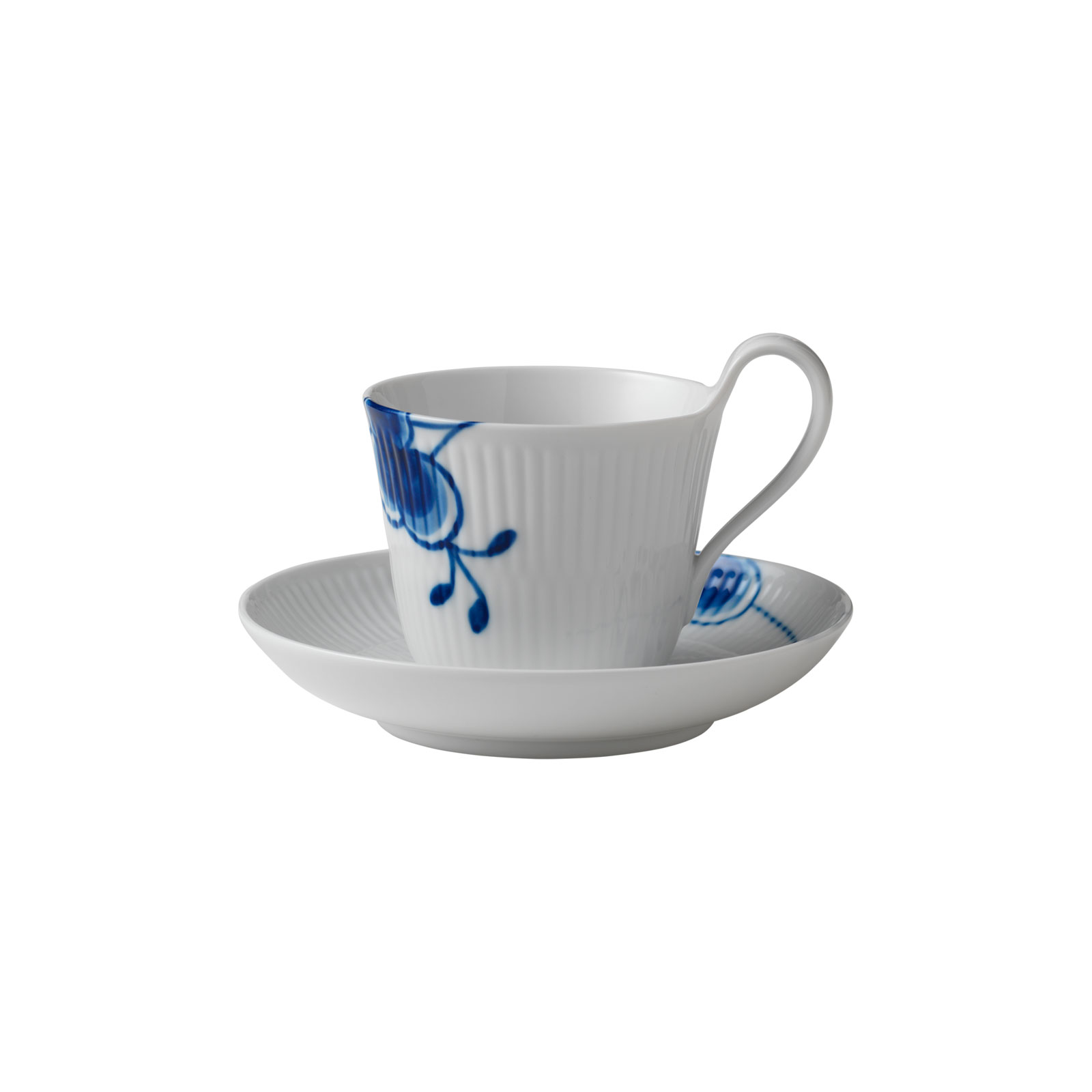 Royal Copenhagen Mega Blau Gerippt Kaffeetasse mit Untertasse