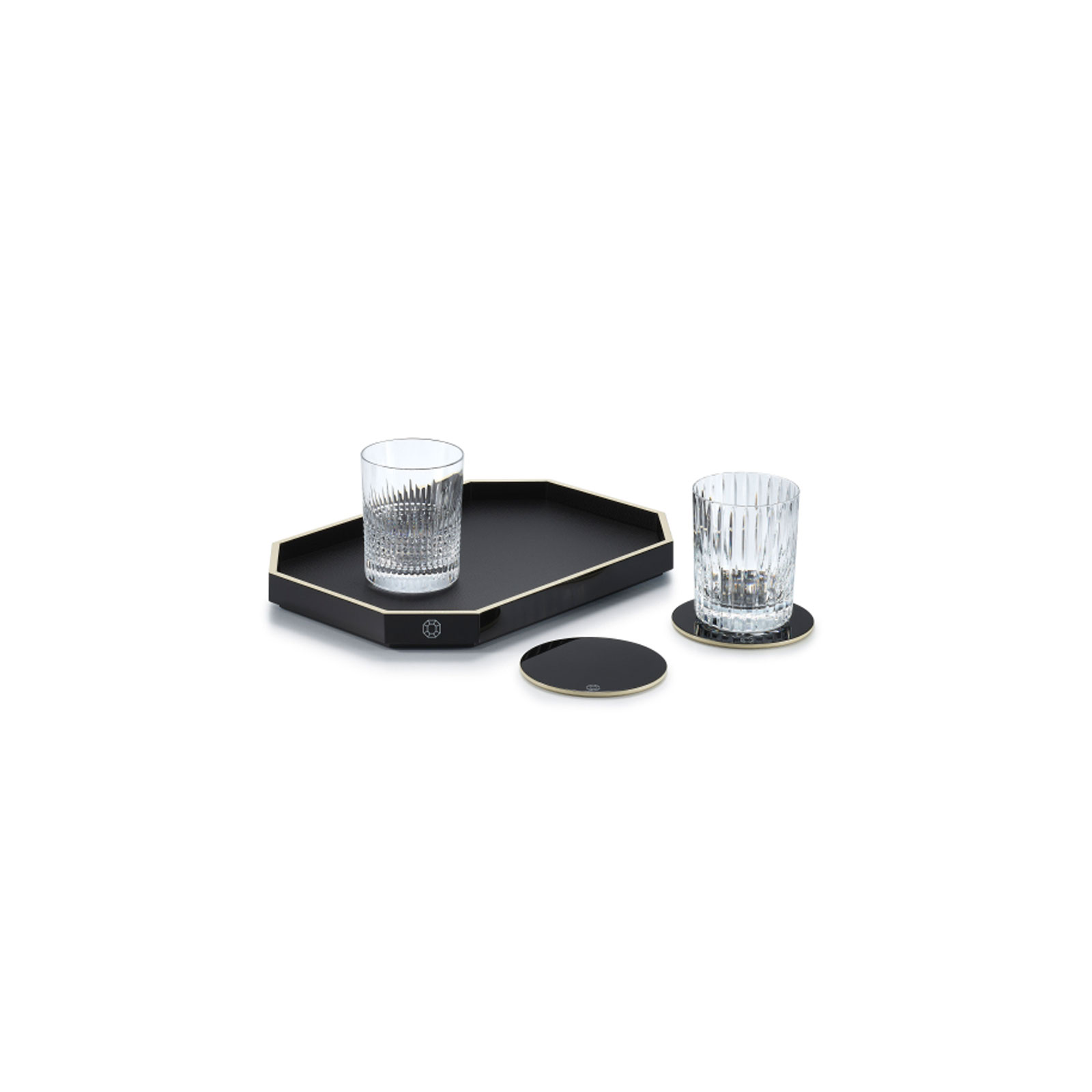 Baccarat Octogone Lack-Tablett S schwarz