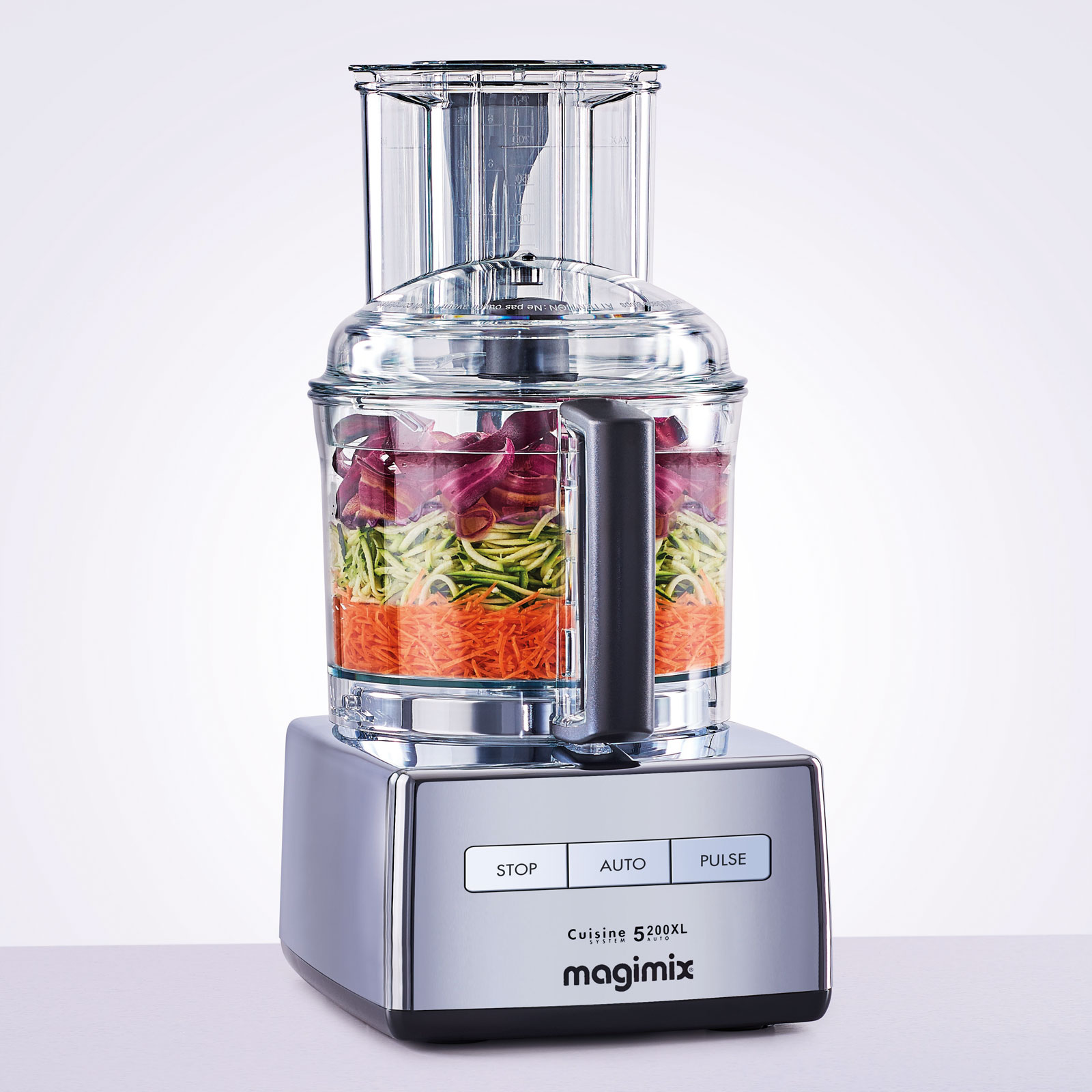 Magimix Küchenmaschine Cuisine Système 5200 XL Premium chrome brillant inkl. Zubeh&ouml;r Scheiben-Set 3-tlg. Saft- &amp; Smoothiemix-Set