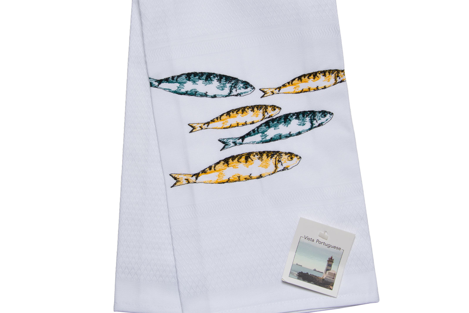 Vista Portuguese Geschirrtuch Fische Yellow/ Green  50x70cm