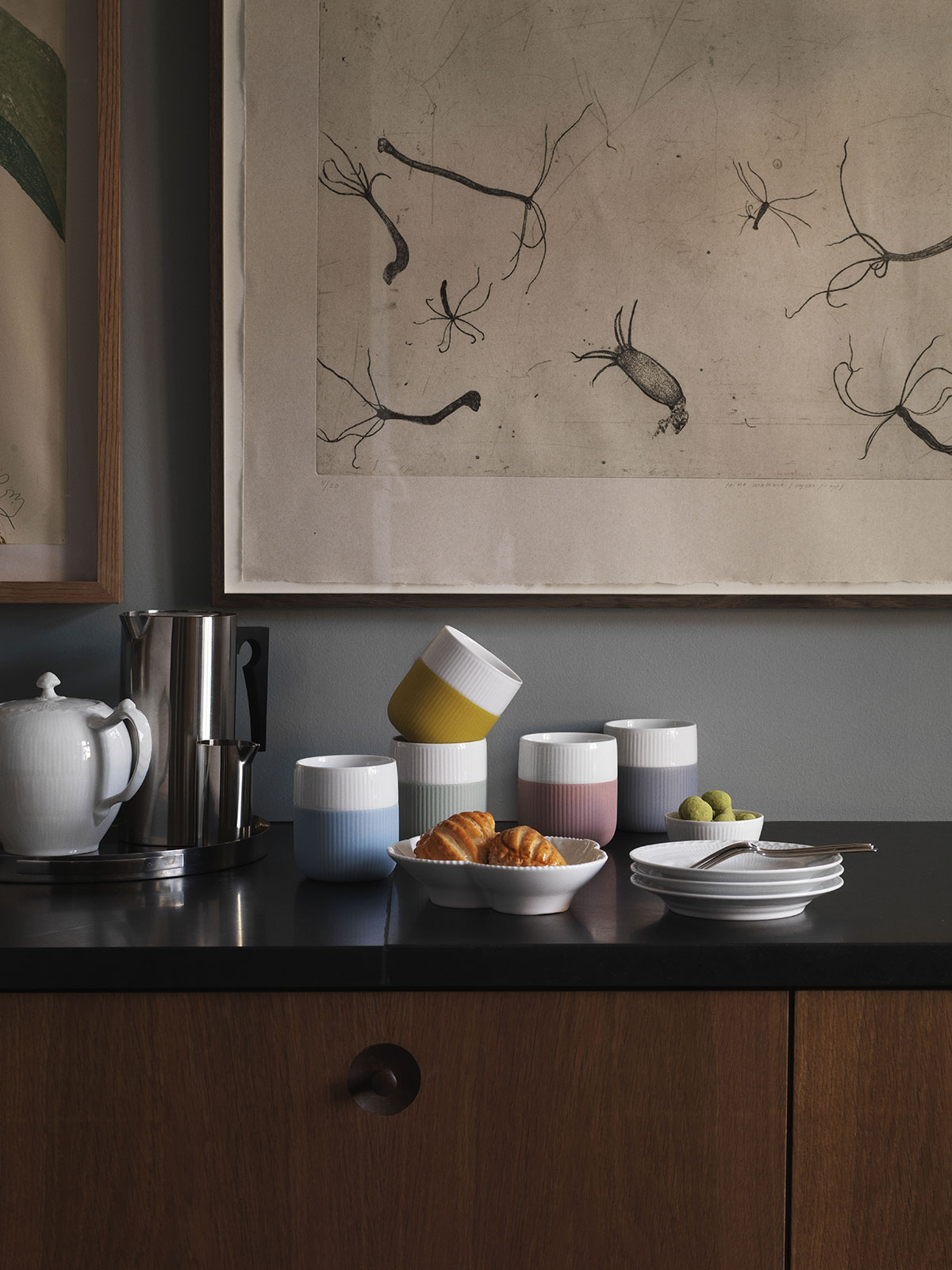 Royal Copenhagen Gerippt Contrast Becher Rose